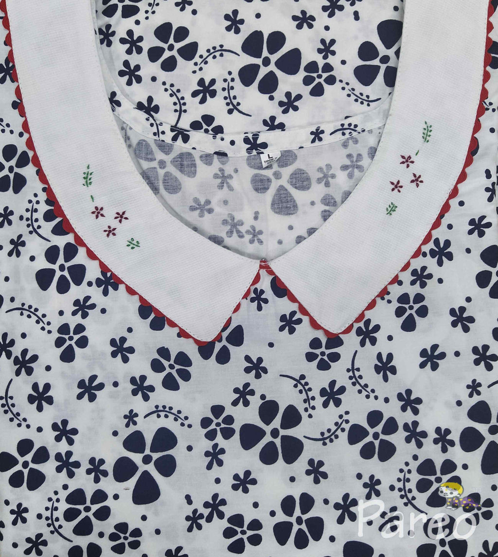 Cotton A-line churidar cut, With Pockets, No Open Large Printed Nighty