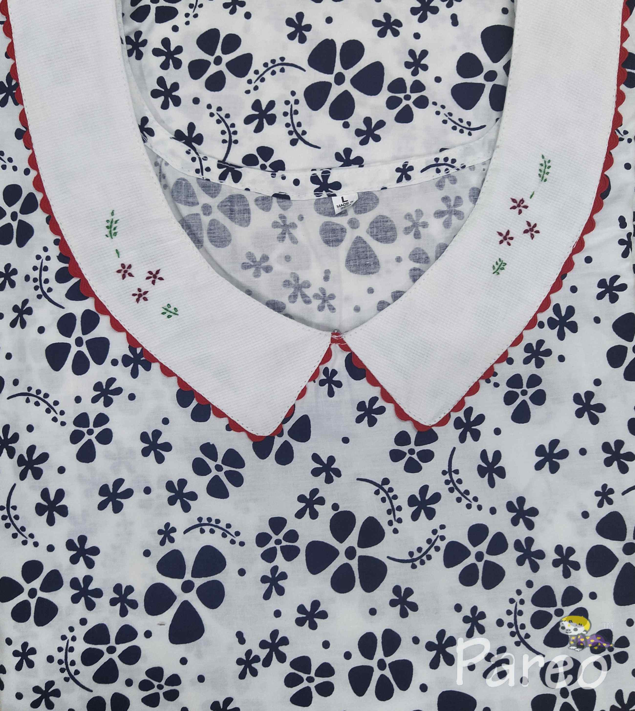 Cotton A-line churidar cut, With Pockets, No Open Large Printed Nighty