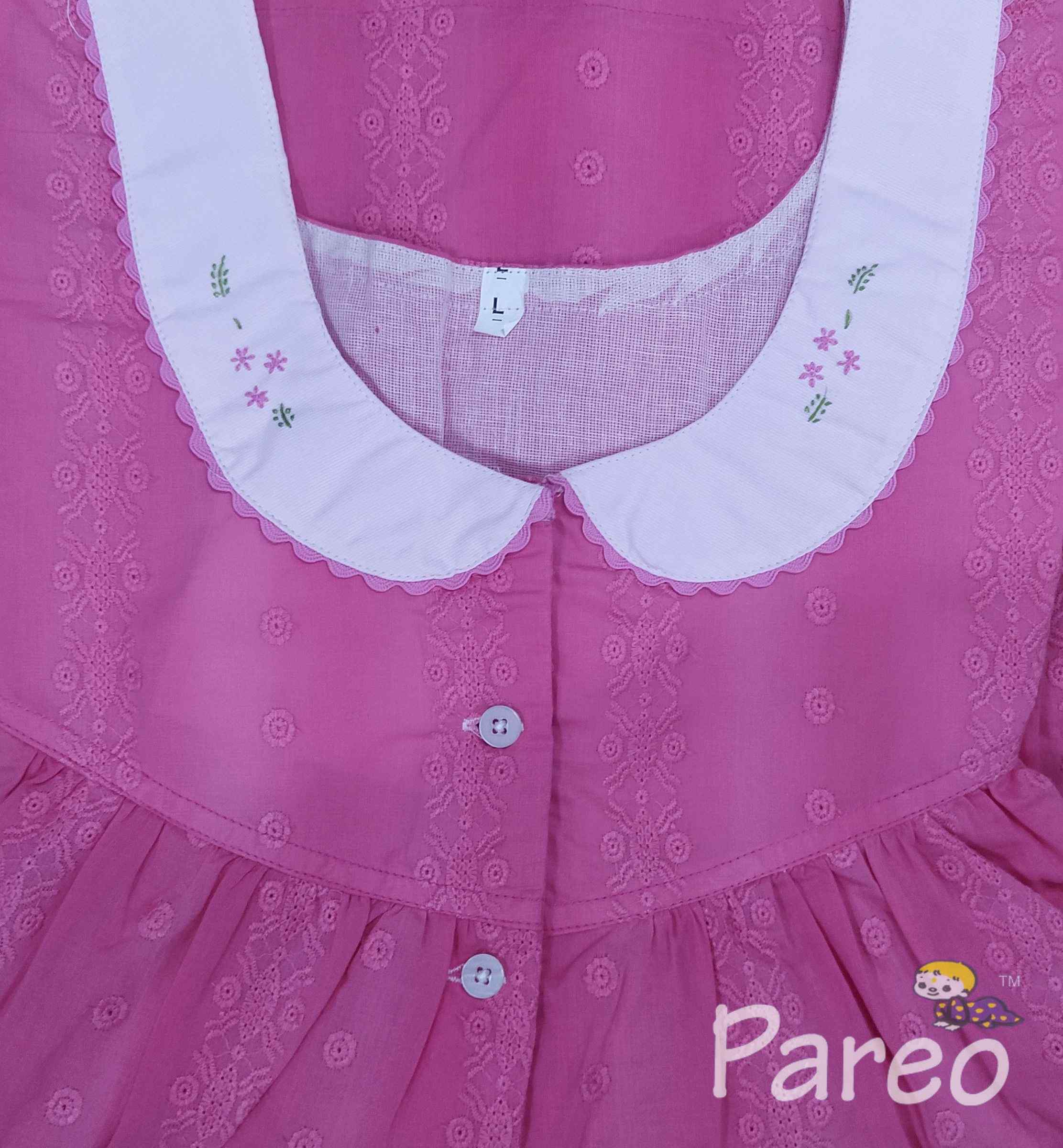 Hacoba With Pockets, Half Open Large Printed Nighty