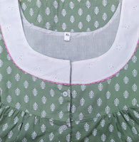Soft Cotton With Pockets, Half Open Xlarge Printed Nighty