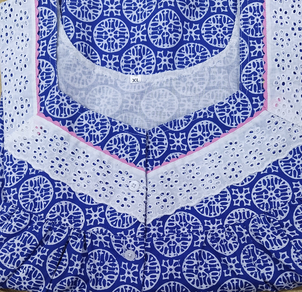 Cotton With Pockets, Half Open Xlarge Printed Nighty