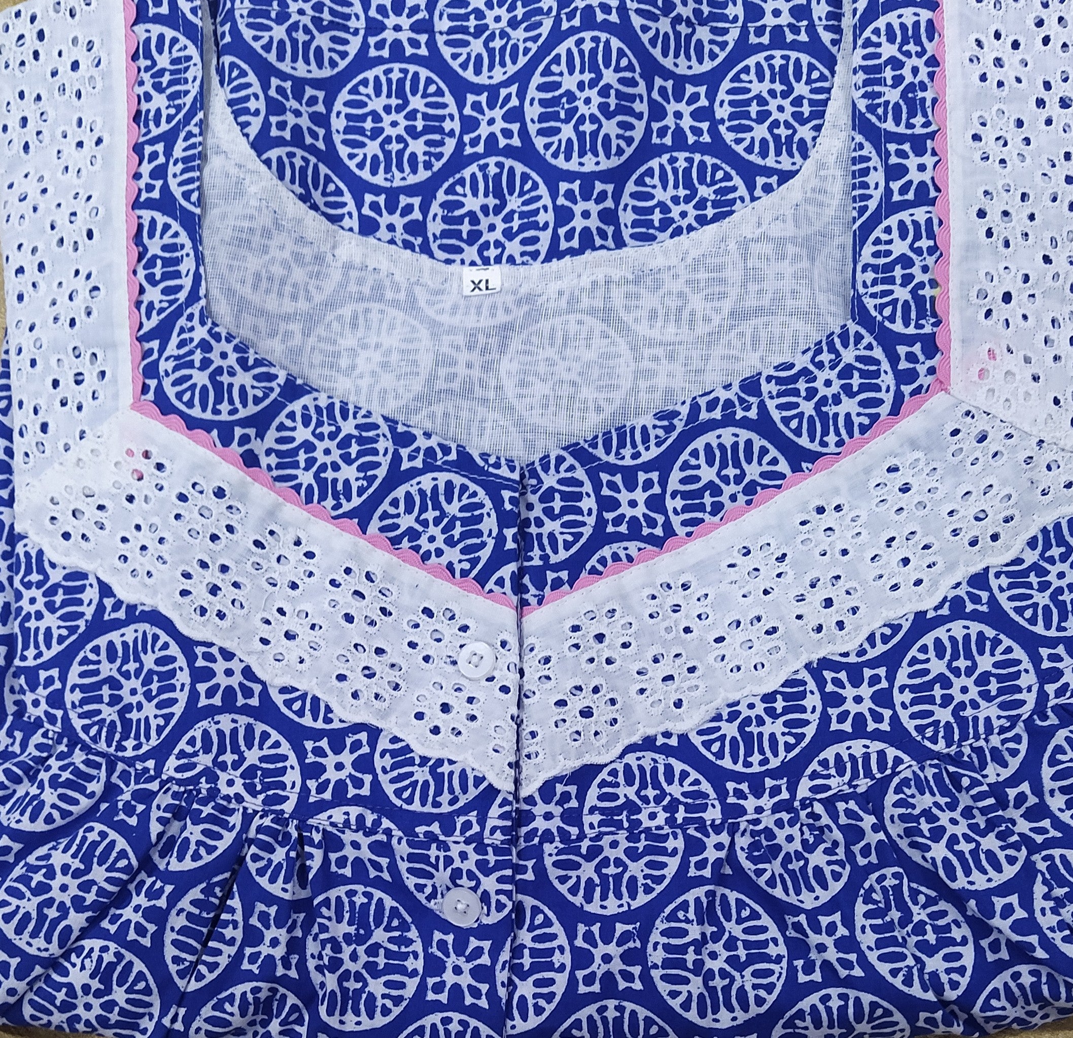 Cotton With Pockets, Half Open Xlarge Printed Nighty