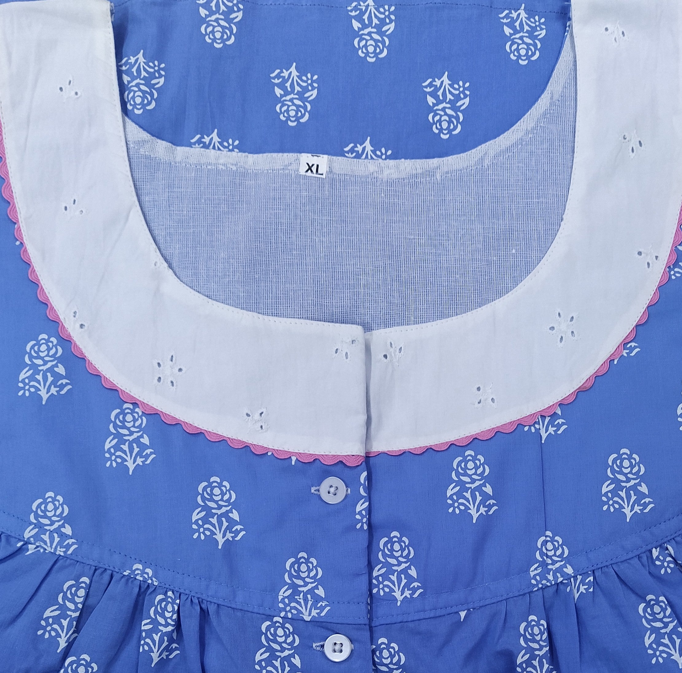 Soft Cotton With Pockets, Half Open Xlarge Printed Nighty