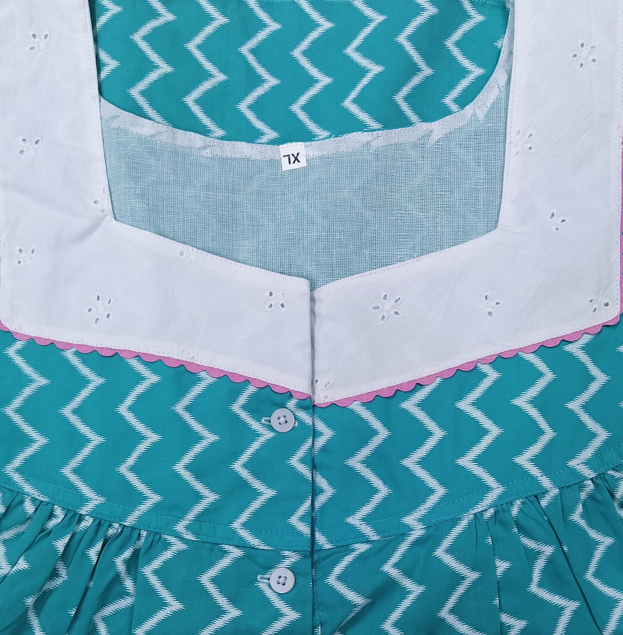 Soft Cotton With Pockets, Half Open Xlarge Printed Nighty