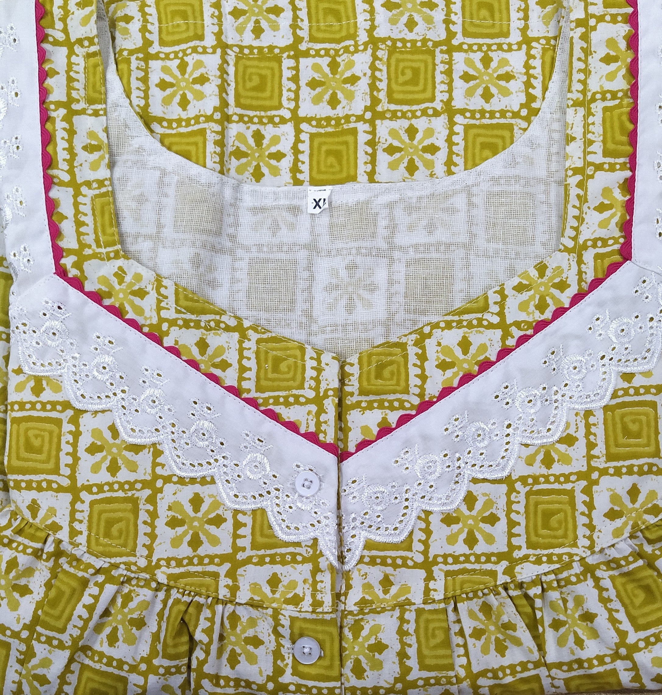 Cotton With Pockets, Half Open Xlarge Printed Nighty
