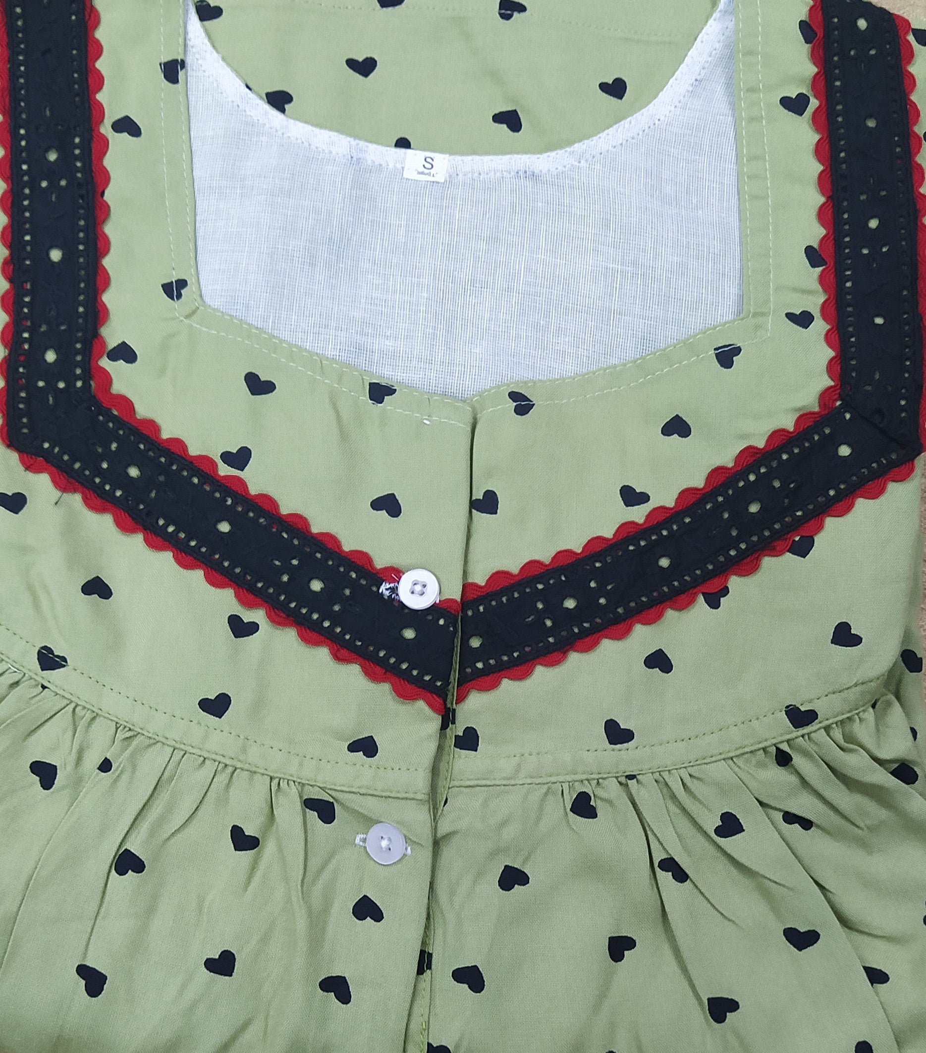Rayon With Pockets,  halfOpen Small Printed Nighty