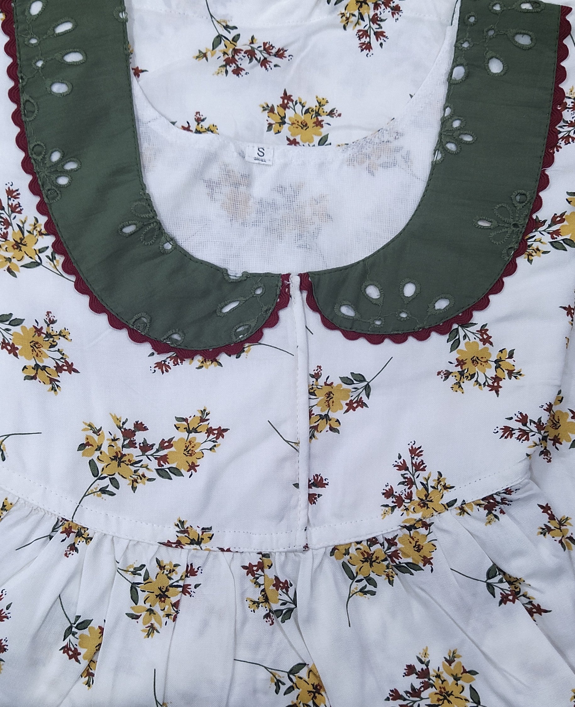 Rayon With Pockets, No Open Small Printed Nighty