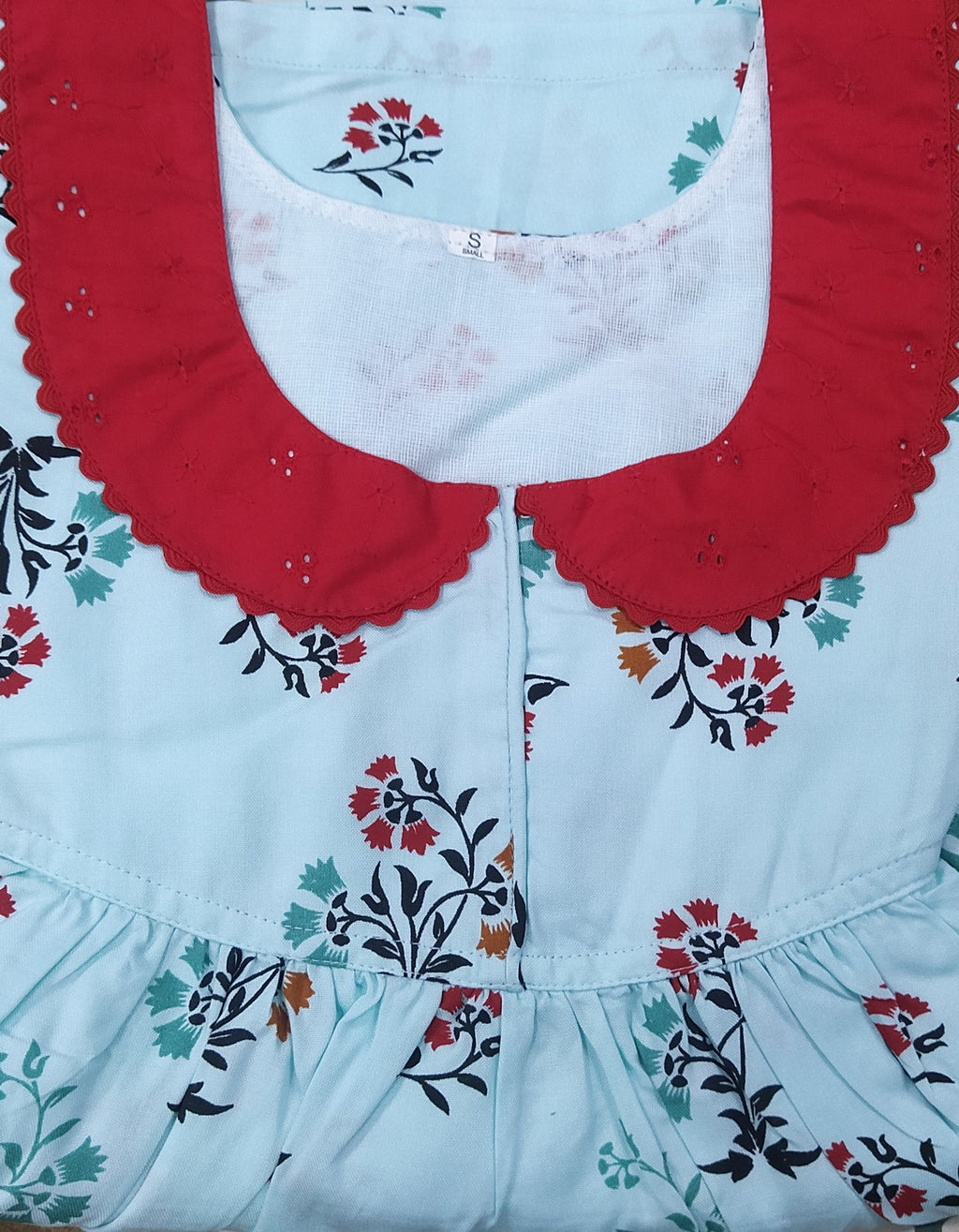 Rayon With Pockets, No Open Small Printed Nighty