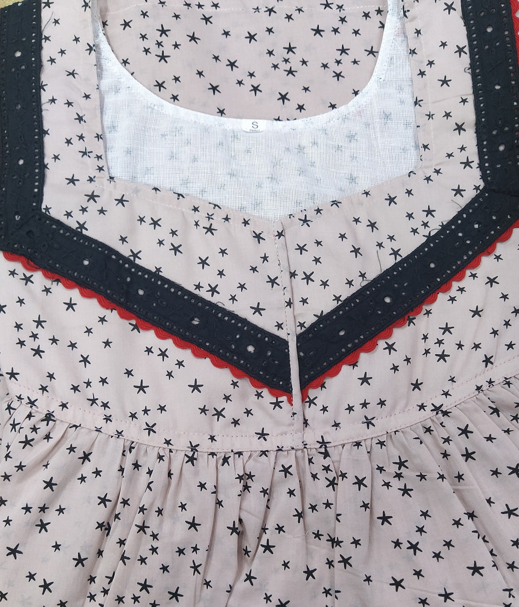 Cotton With Pockets, No Open Small Printed Nighty