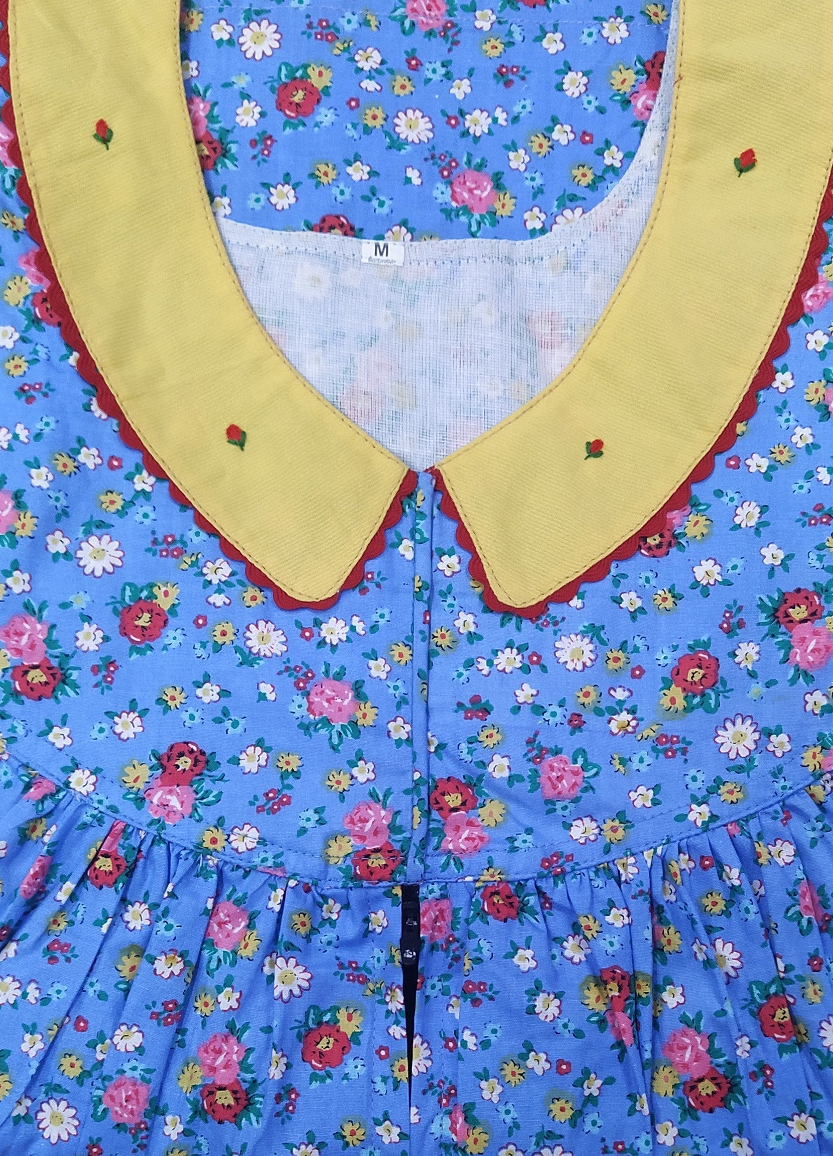 Cotton With Pockets, Central zip Medium Printed Nighty