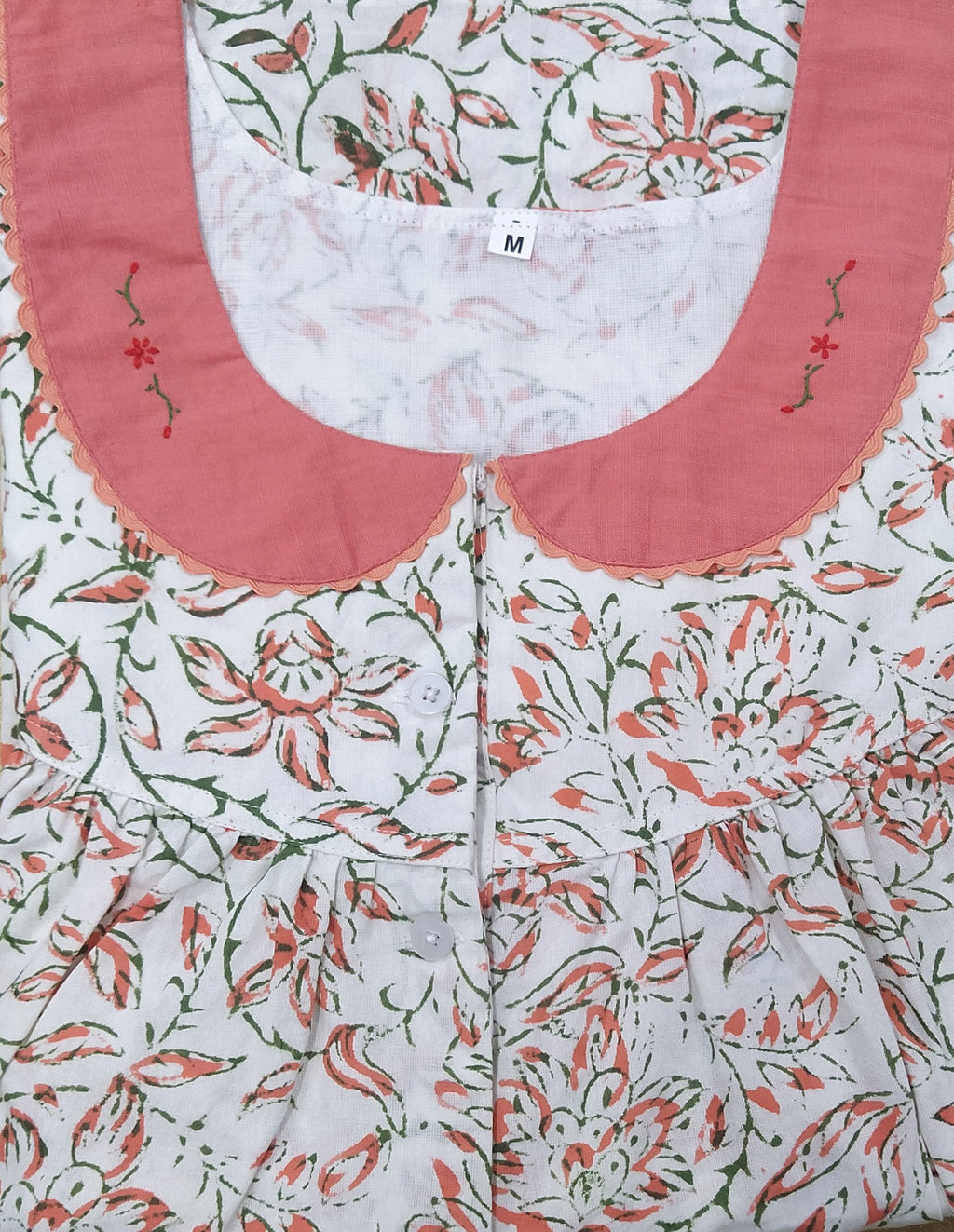 Soft Cotton With Pockets, Half Open Medium Printed Nighty