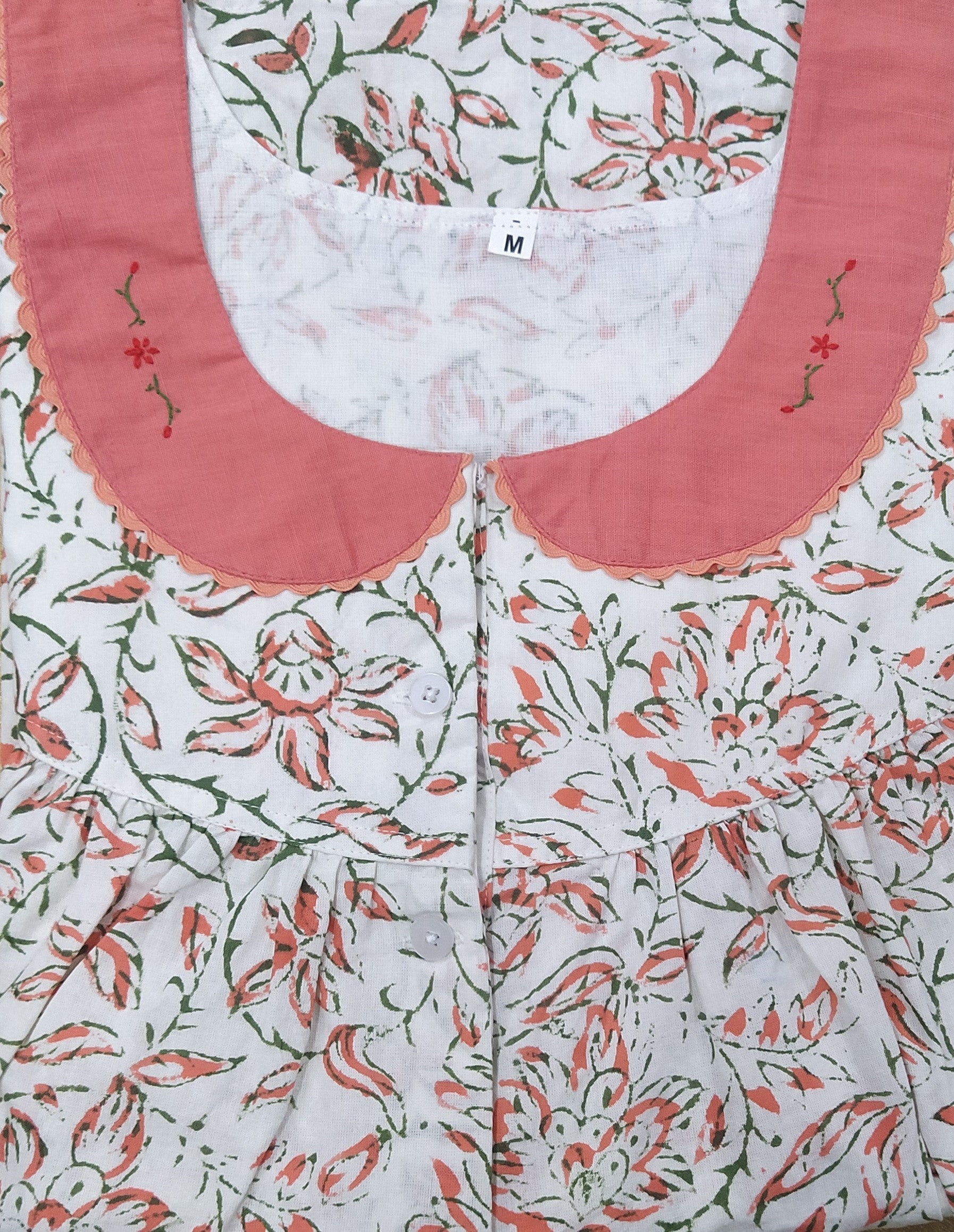 Soft Cotton With Pockets, Half Open Medium Printed Nighty