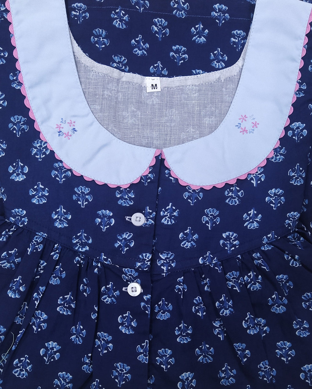 Soft Cotton With Pockets, Half Open Medium Printed Nighty