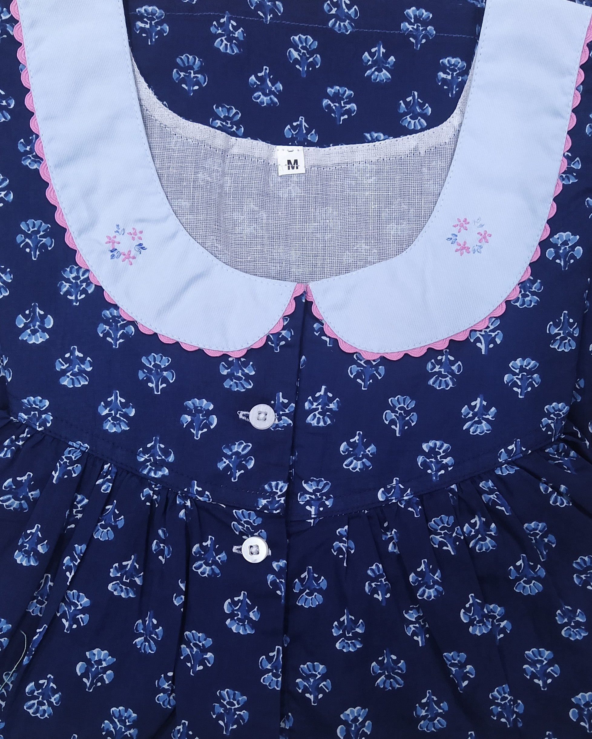 Soft Cotton With Pockets, Half Open Medium Printed Nighty