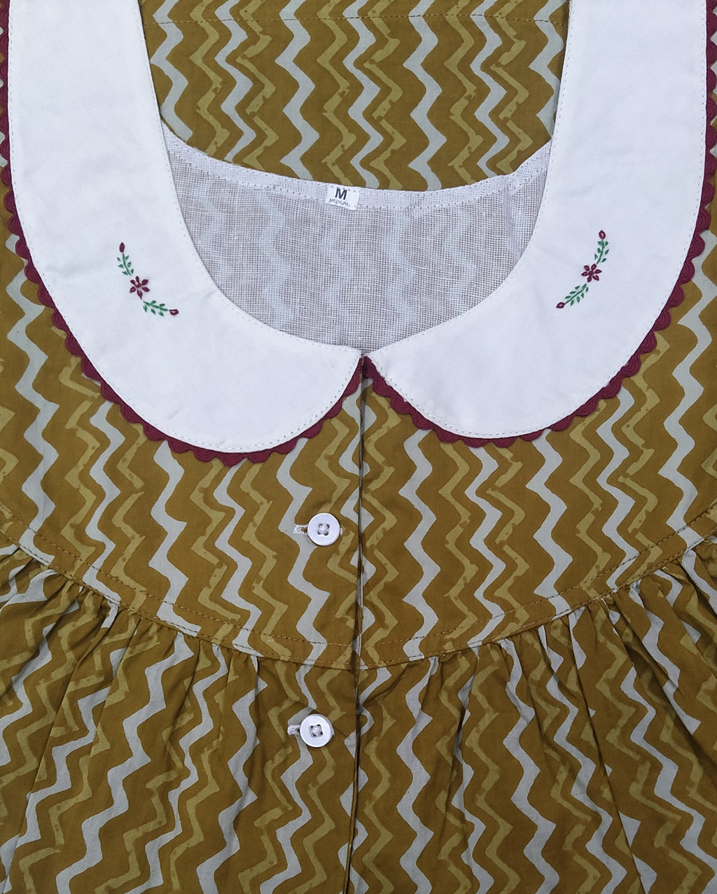 Soft Cotton With Pockets, Half Open Medium Printed Nighty