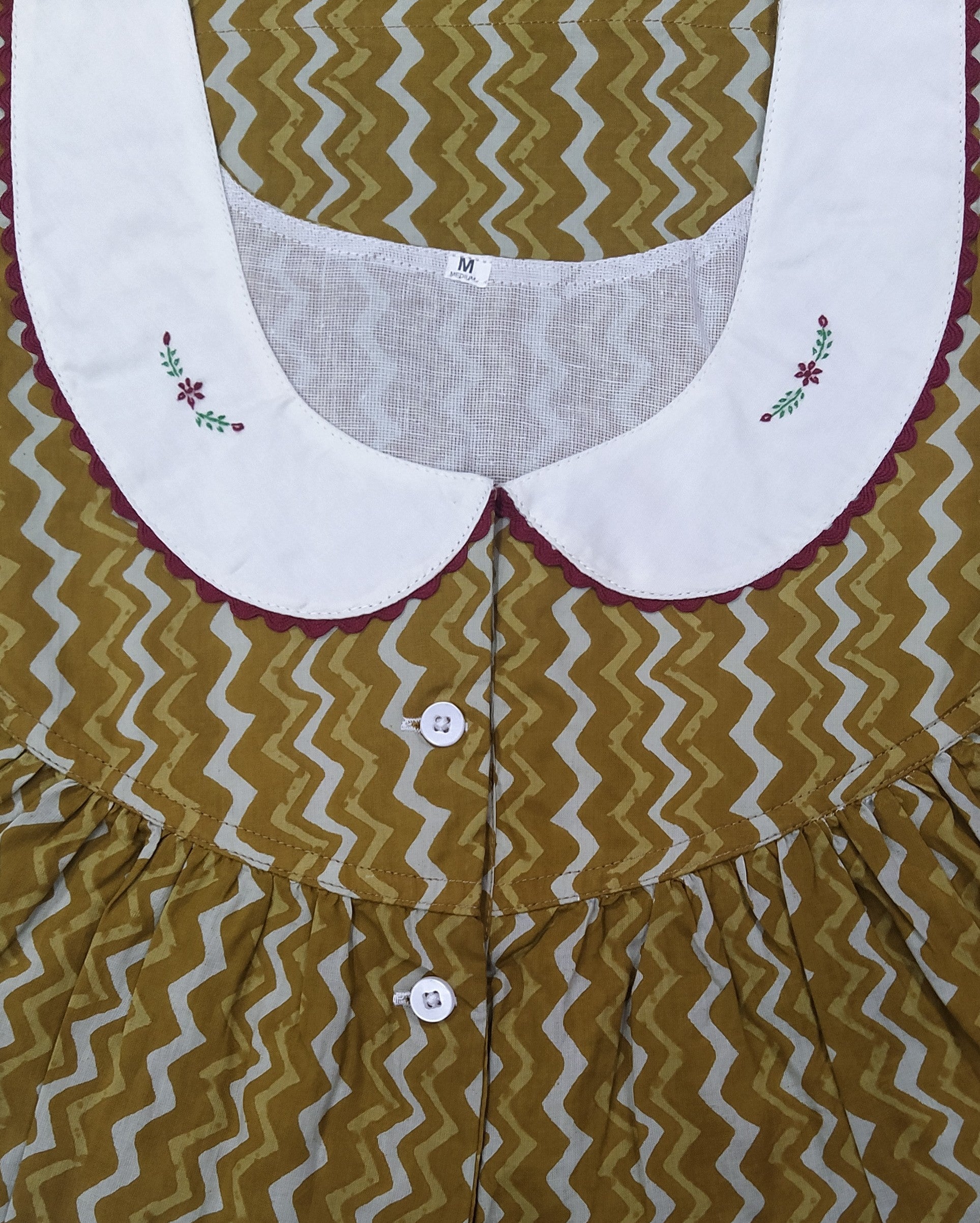 Soft Cotton With Pockets, Half Open Medium Printed Nighty
