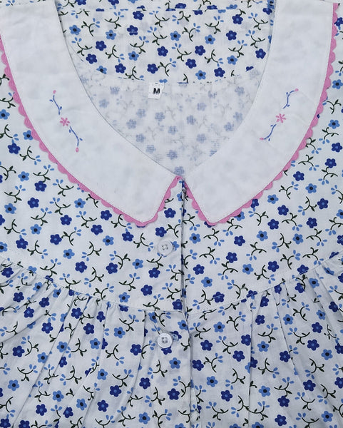 Cotton With Pockets, Half Open Medium Printed Nighty