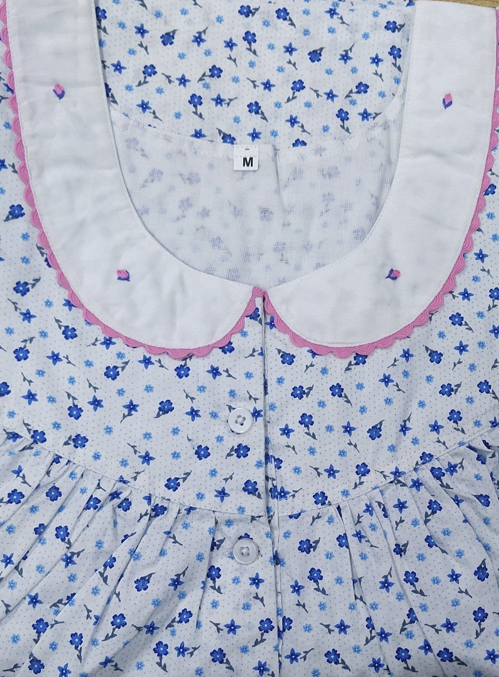 Cotton With Pockets, Half Open Medium Printed Nighty