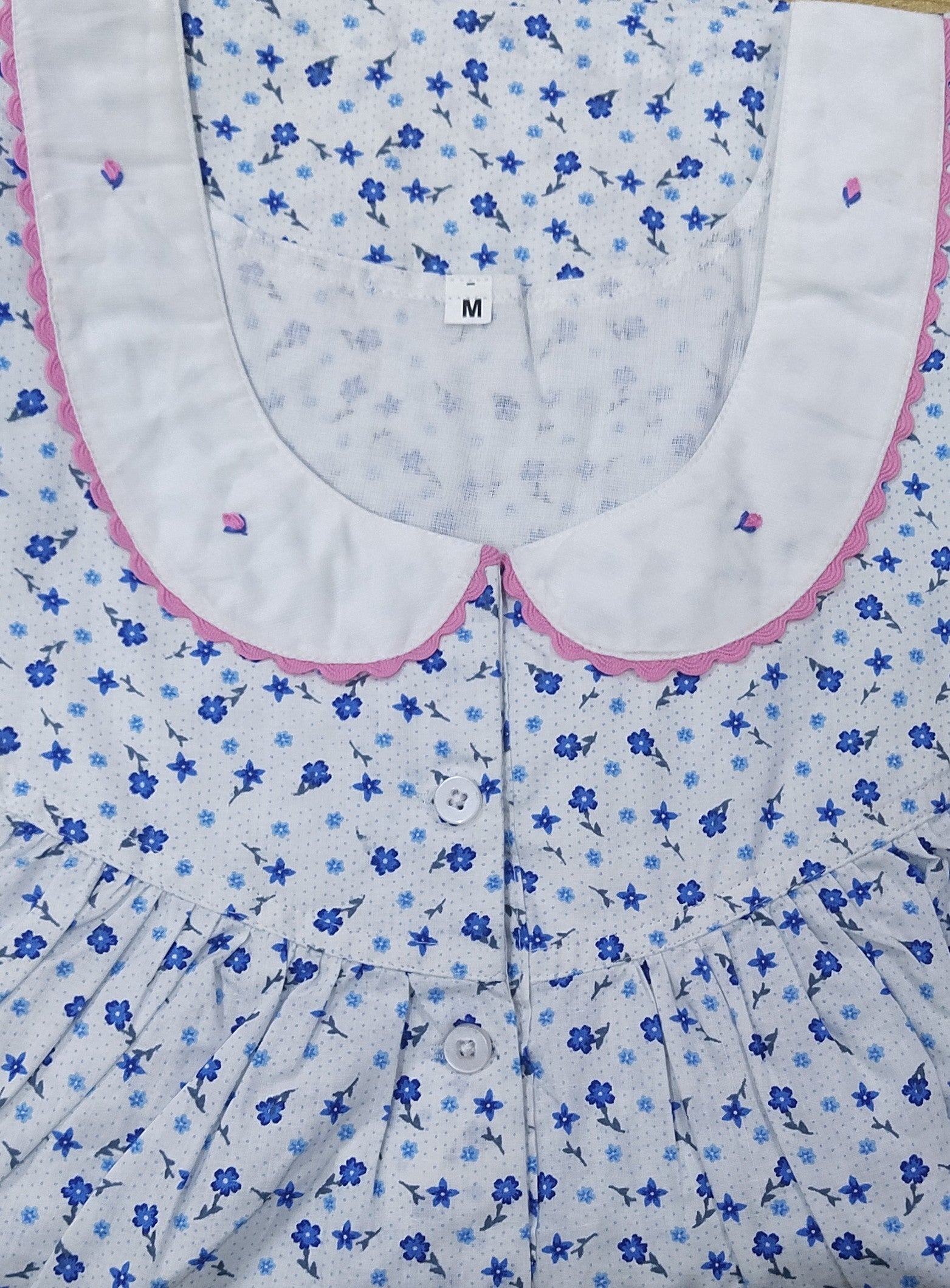 Cotton With Pockets, Half Open Medium Printed Nighty