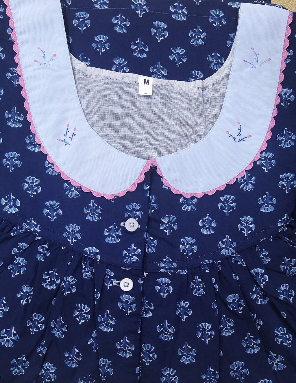 Soft Cotton With Pockets, Half Open Medium Printed Nighty