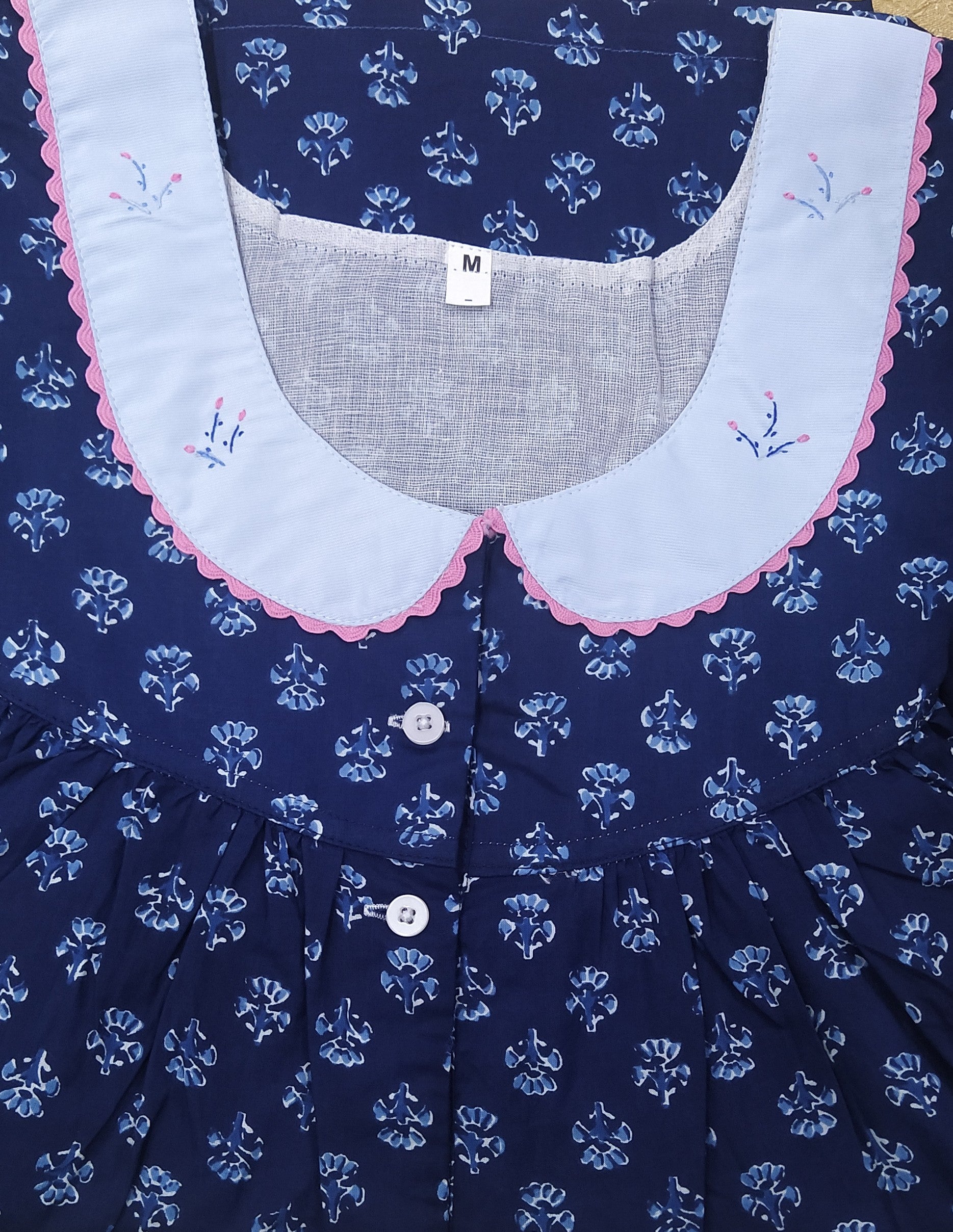 Soft Cotton With Pockets, Half Open Medium Printed Nighty