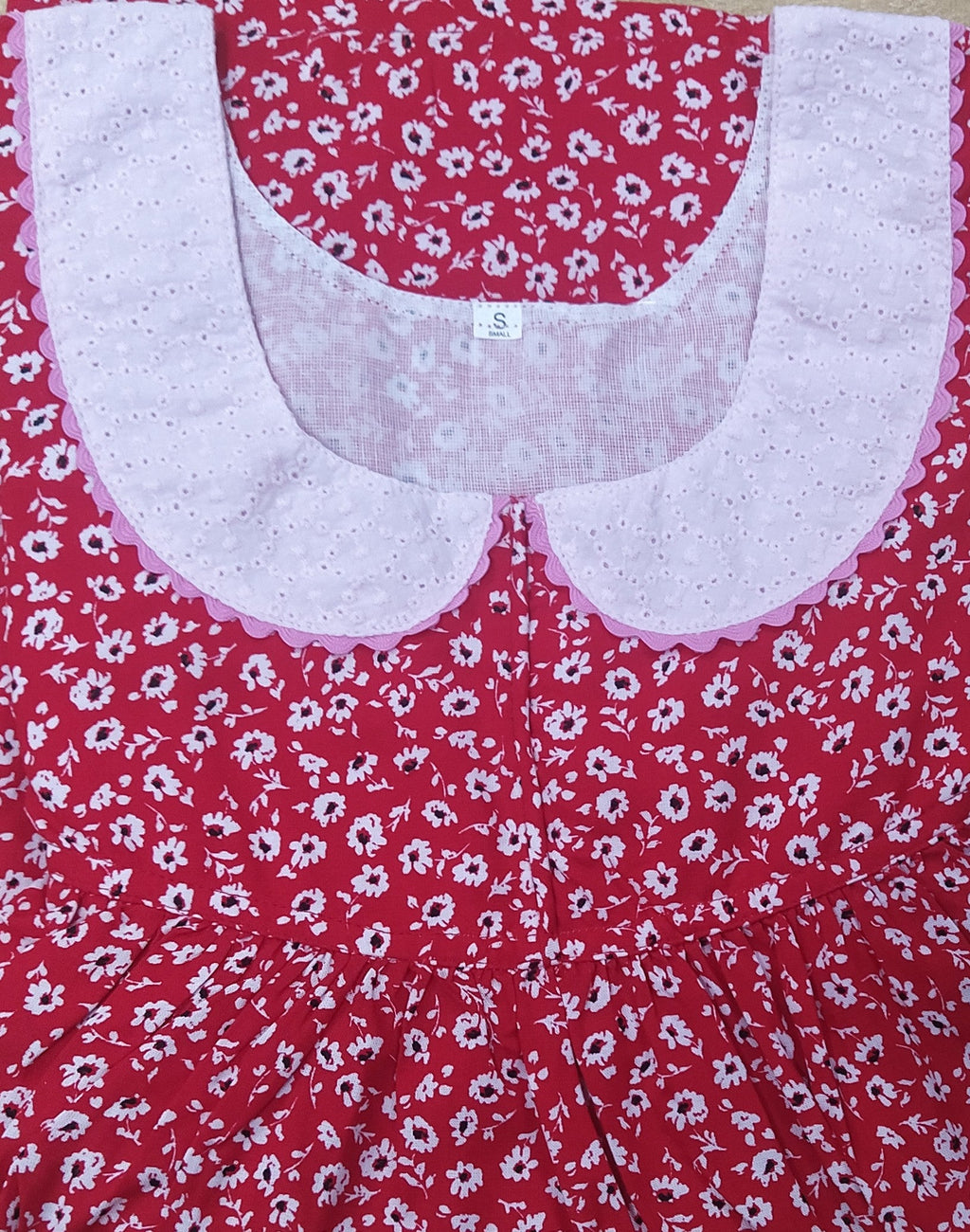 Rayon With Pockets, No Open Small Printed Nighty