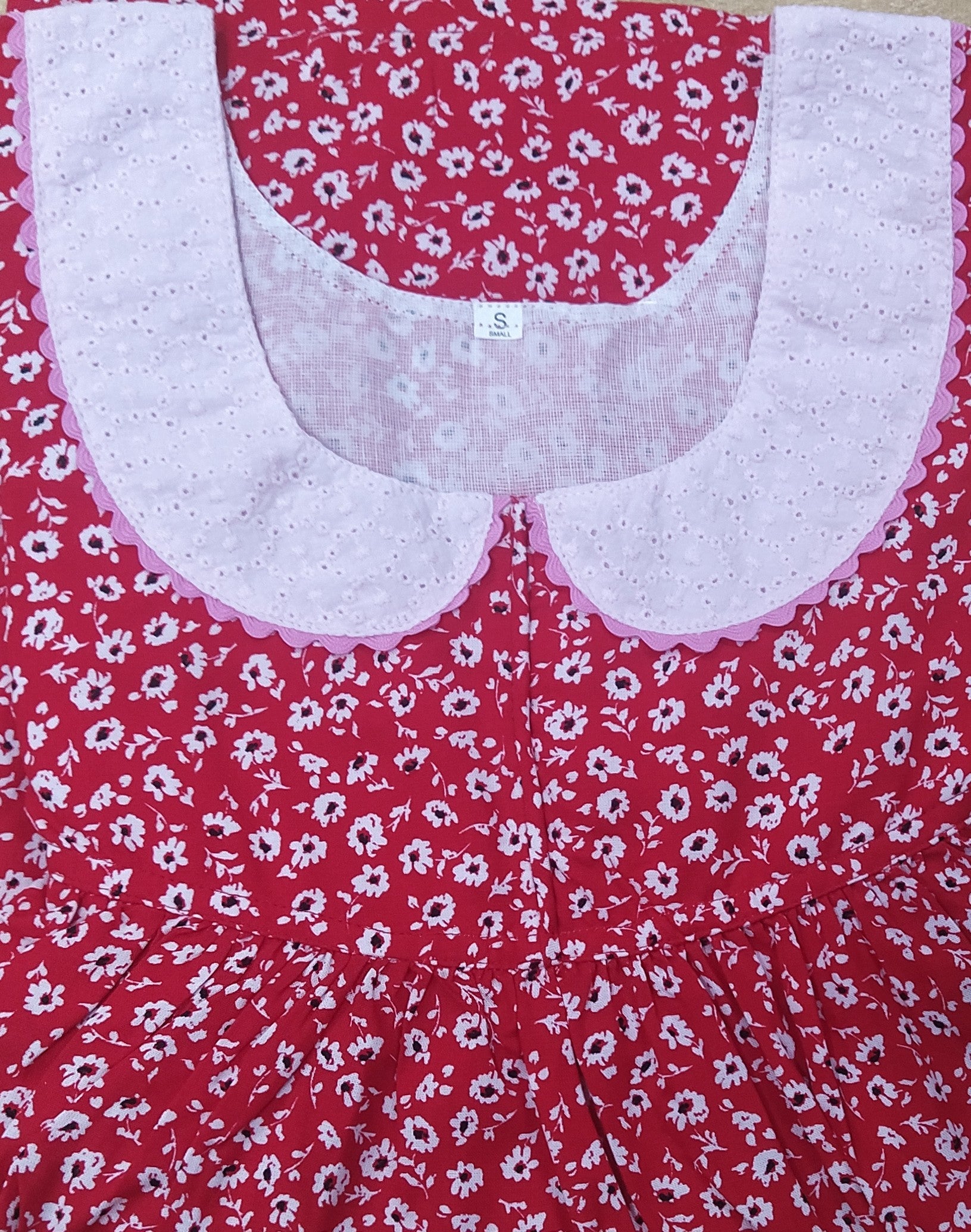 Rayon With Pockets, No Open Small Printed Nighty