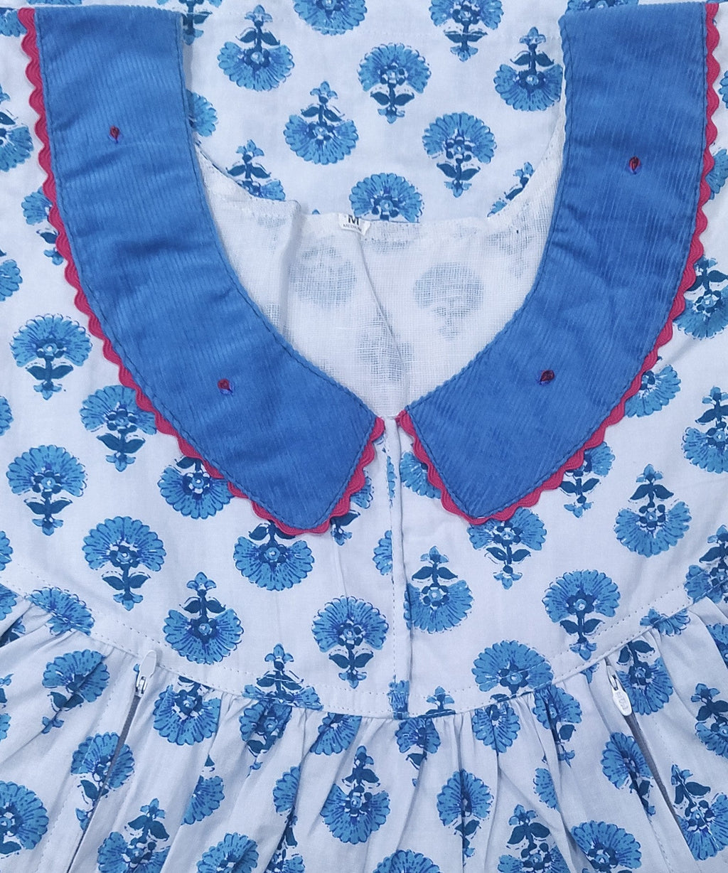 Cotton Side zip, With Pockets Medium Printed Nighty