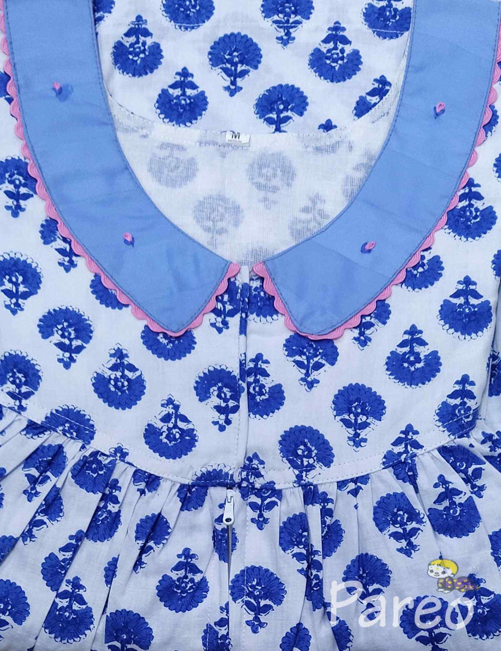 Cotton With Pockets, Central zip Medium Printed Nighty