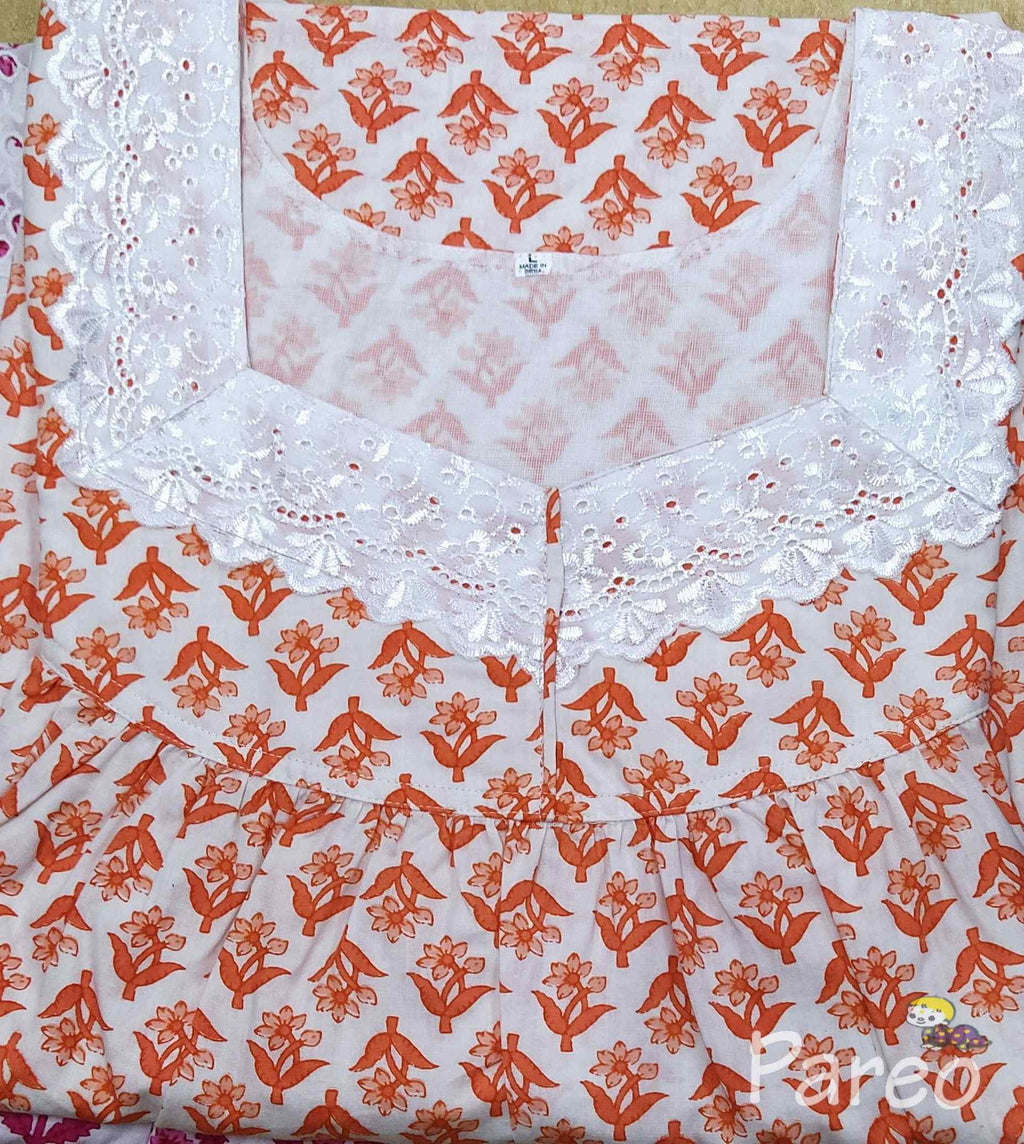 Cotton With Pockets, No Open Large Printed Nighty