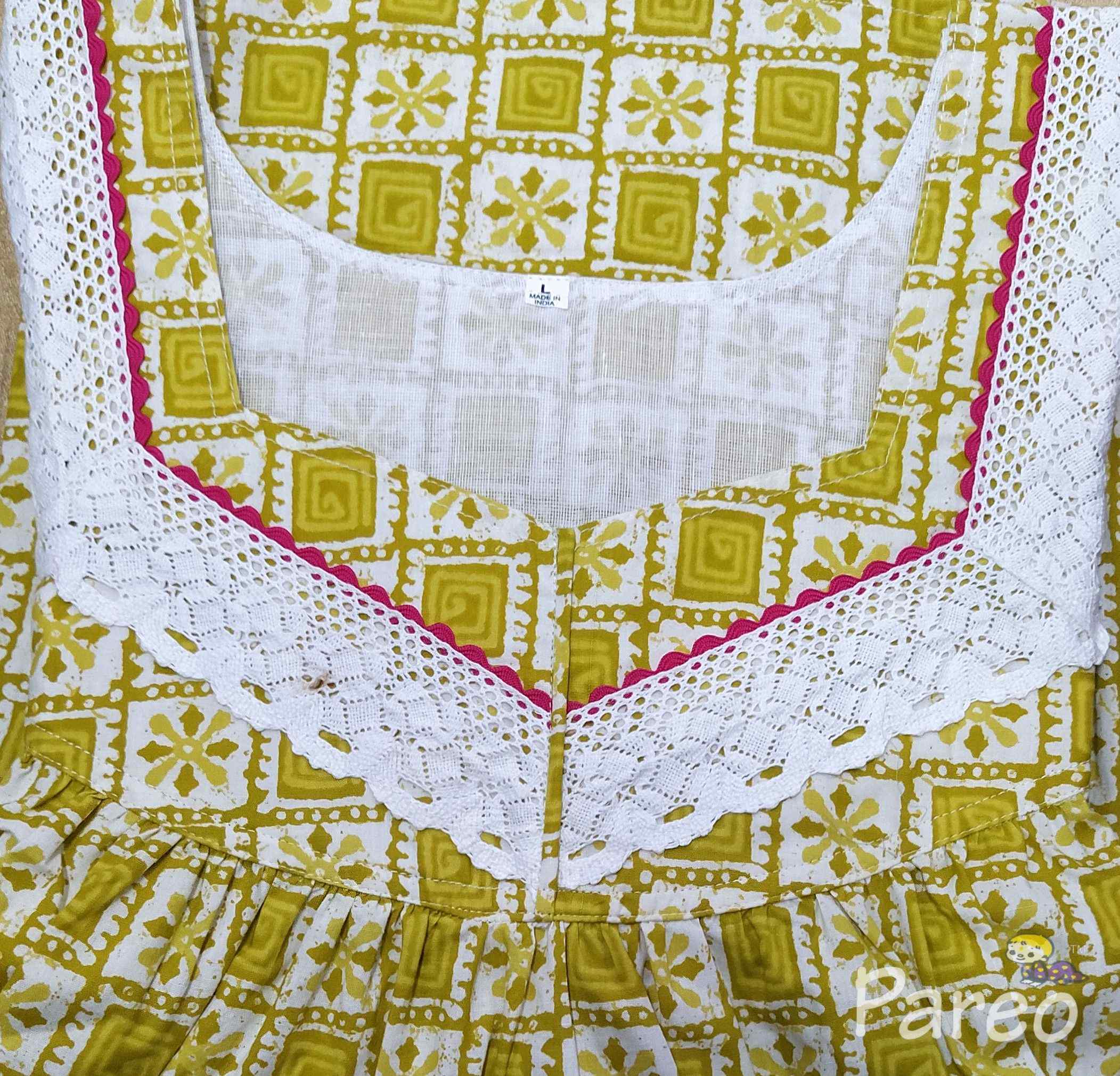 Cotton With Pockets, No Open Large Printed Nighty