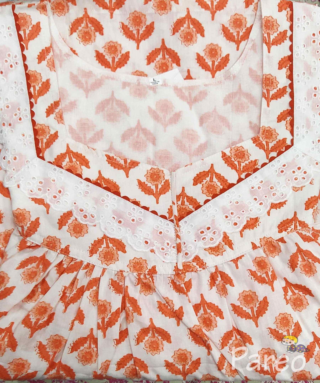 Cotton With Pockets, No Open Large Printed Nighty