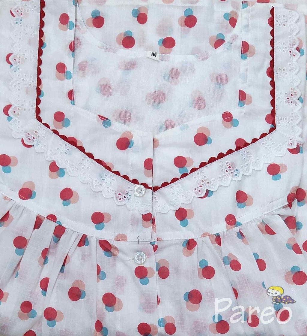 Soft Cotton With Pockets, Full Open Medium Printed Nighty