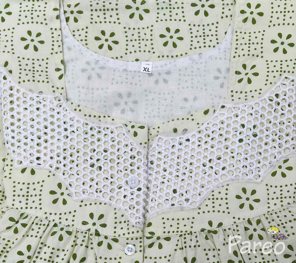 Cotton With Pockets, Half Open Xlarge Printed Nighty