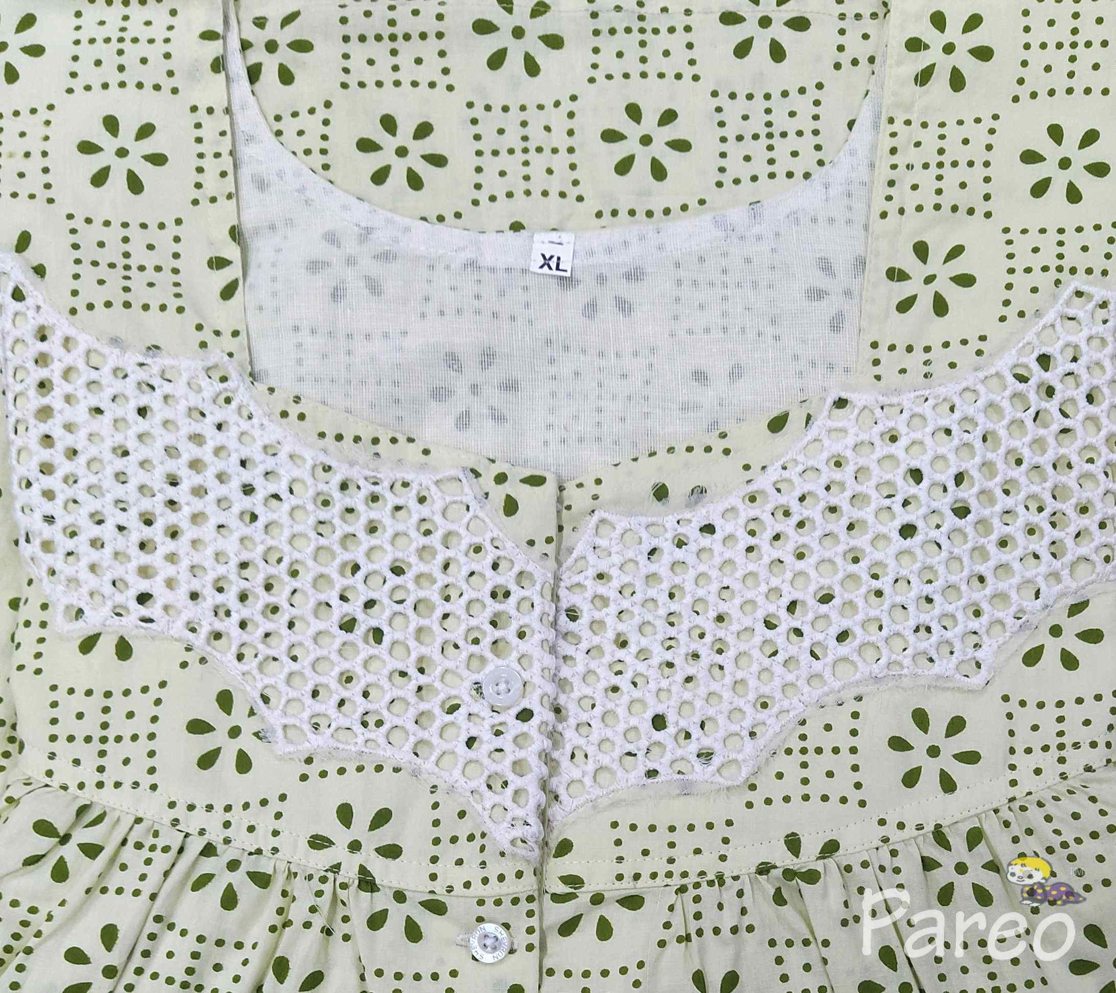 Cotton With Pockets, Half Open Xlarge Printed Nighty