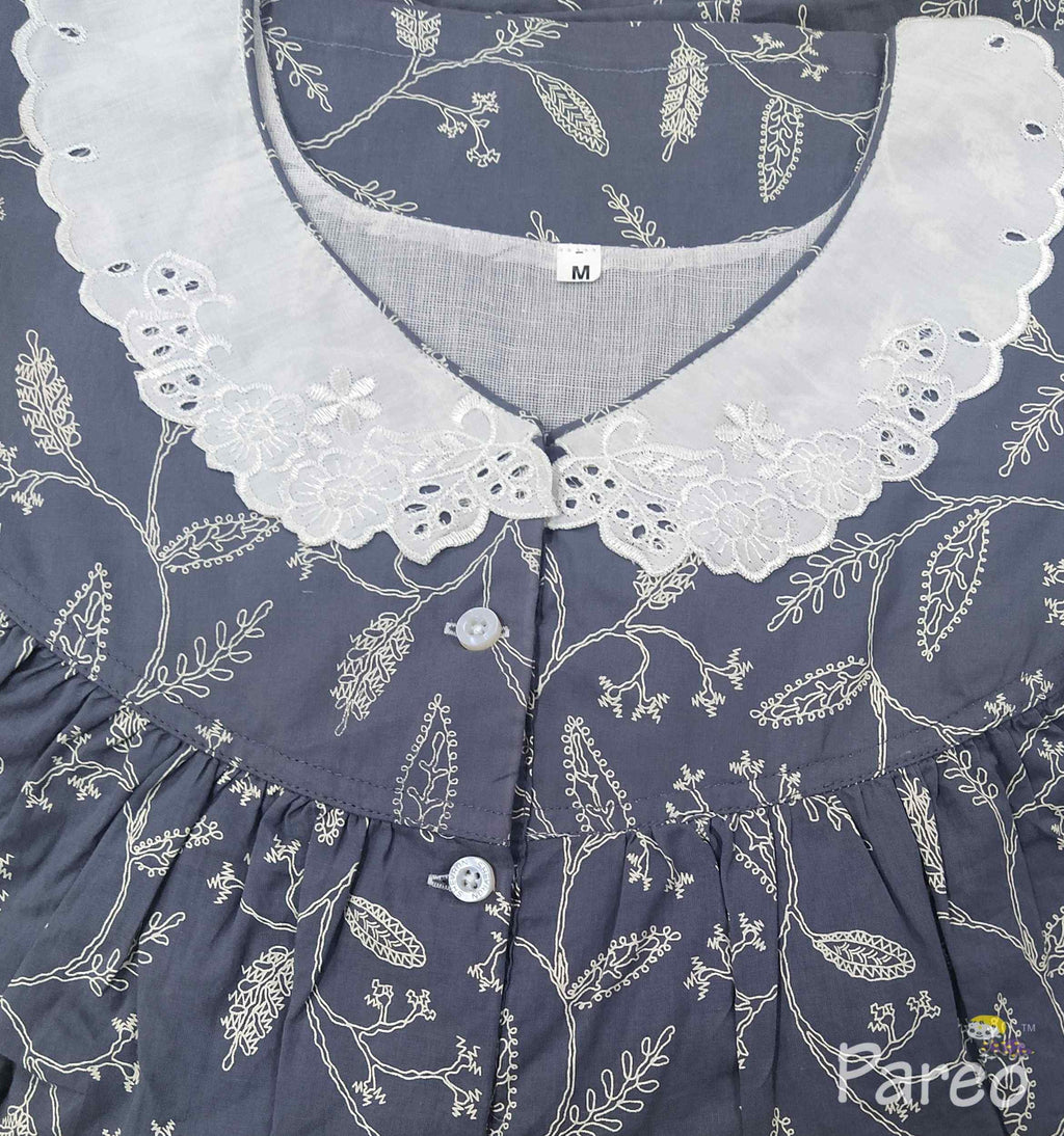 Soft Cotton With Pockets, Half Open Medium Printed Nighty
