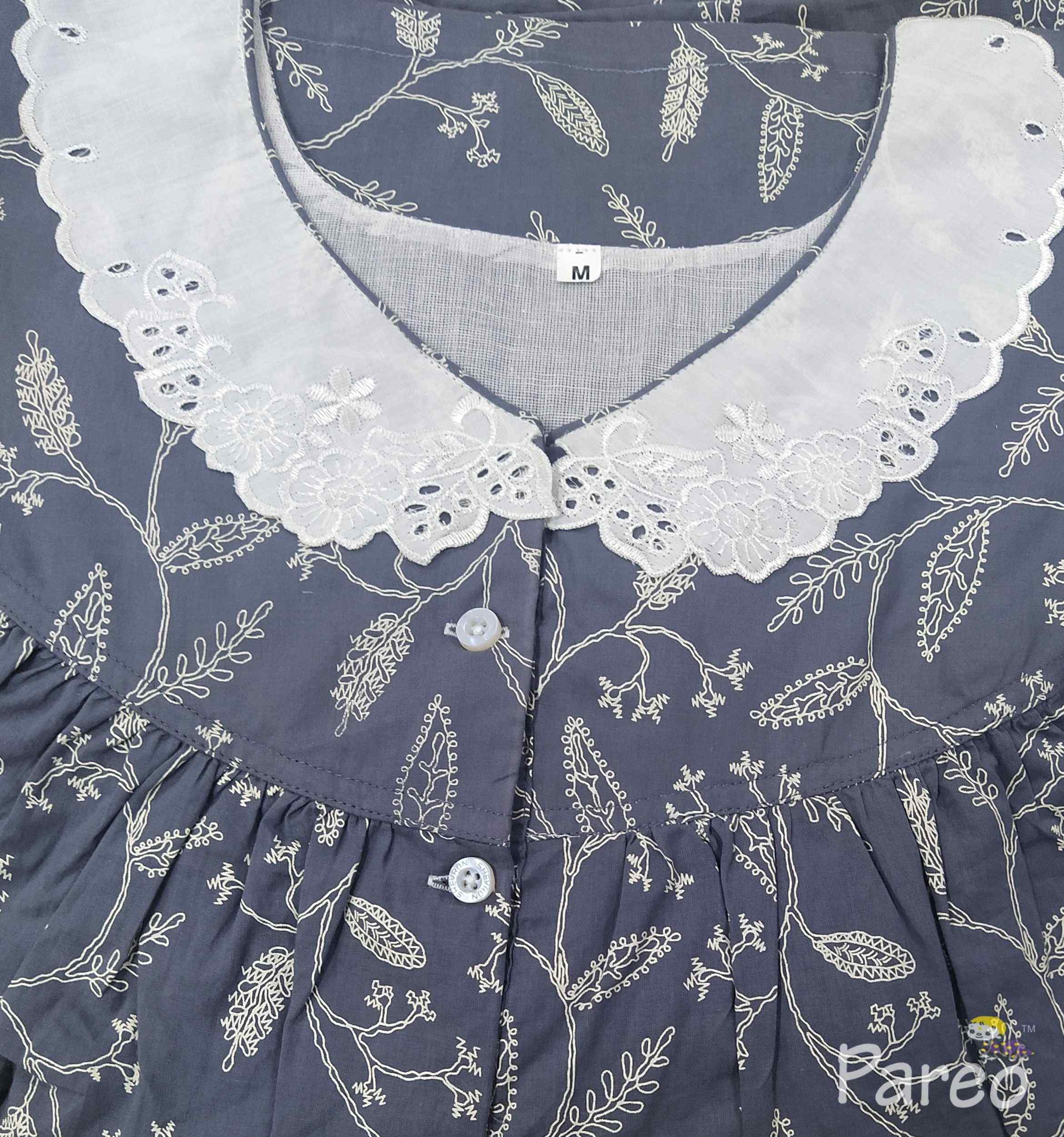 Soft Cotton With Pockets, Half Open Medium Printed Nighty