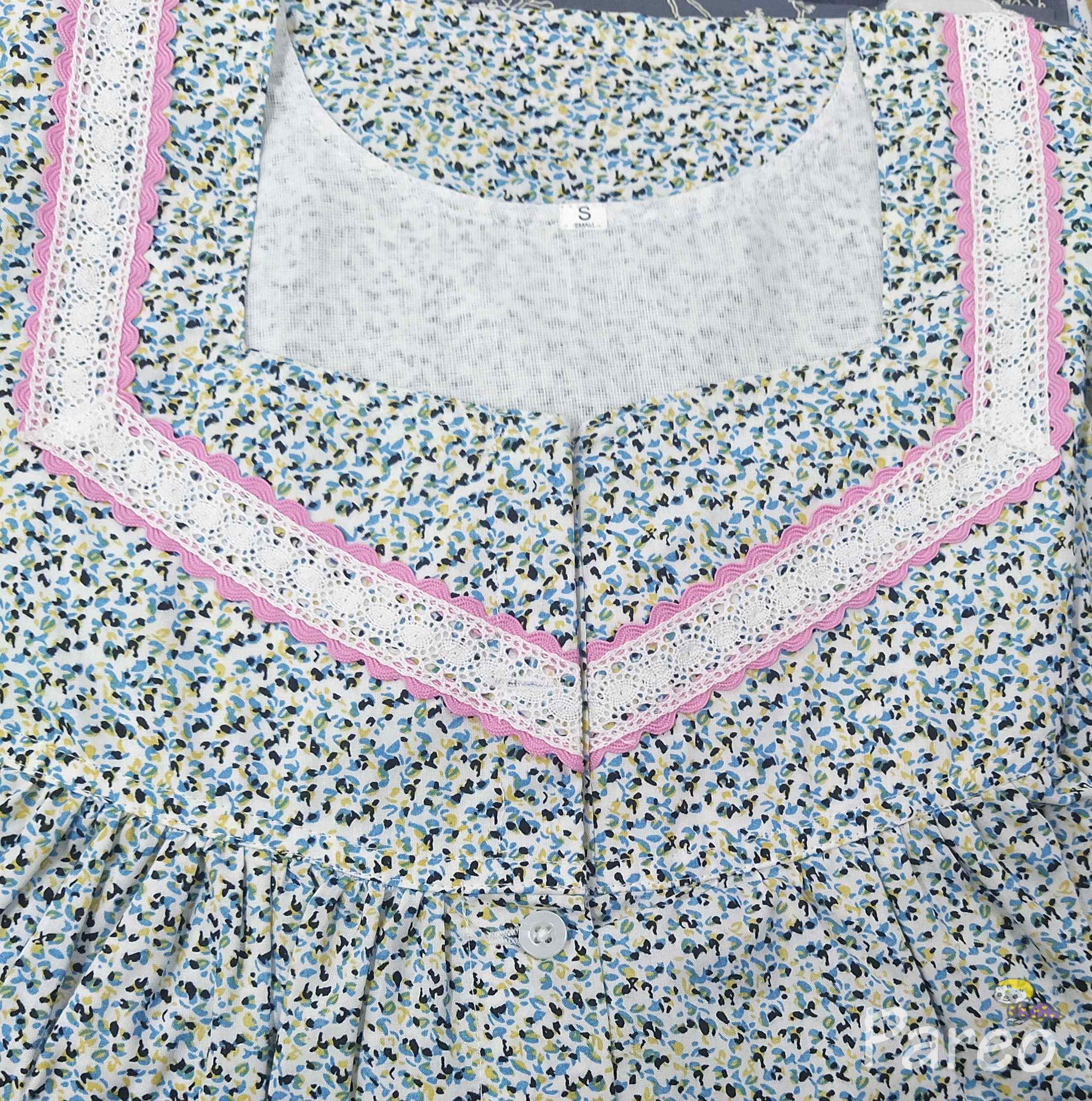 Cotton Full Open Small Printed Nighty