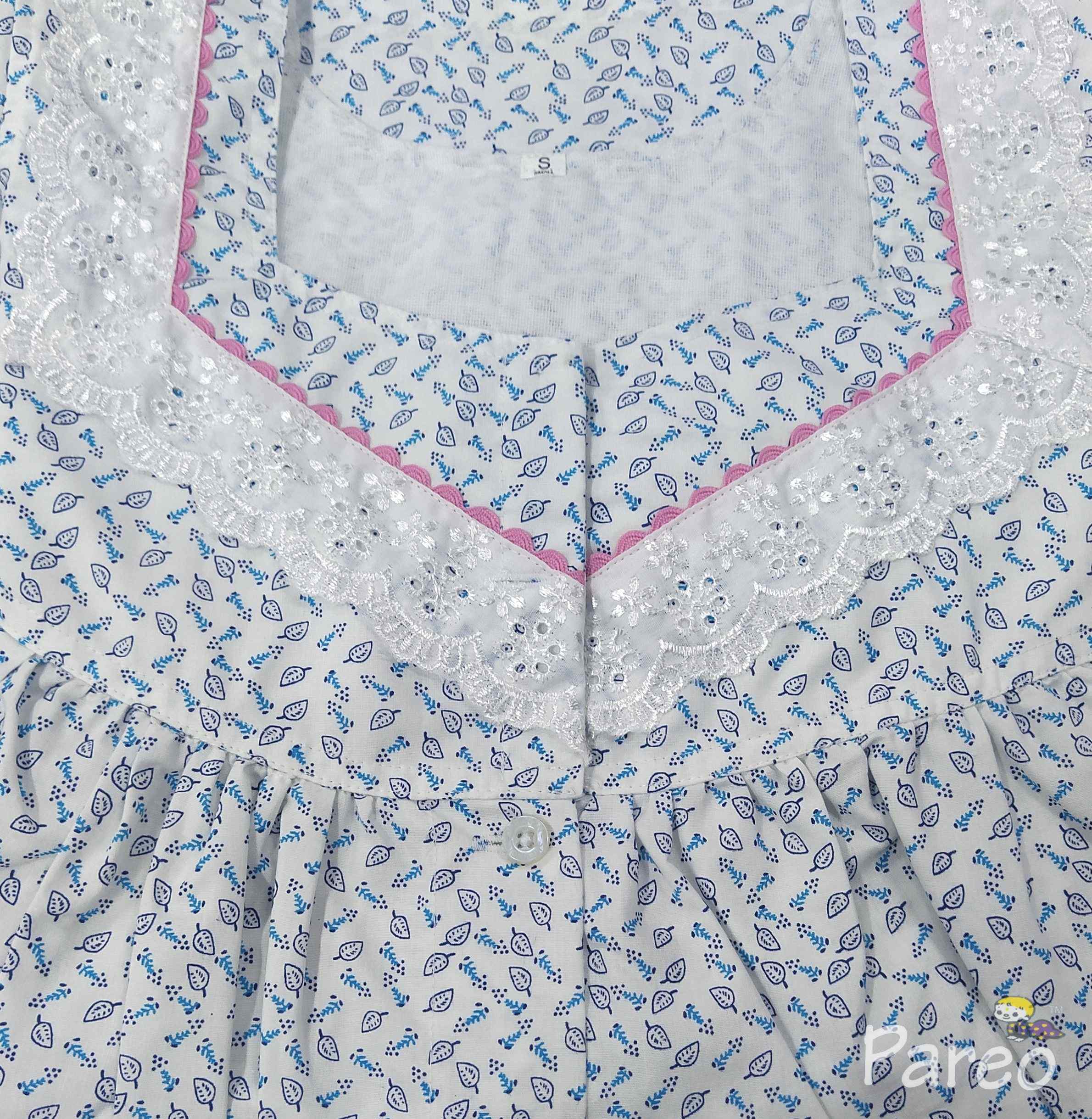 Cotton Full Open Small Printed Nighty
