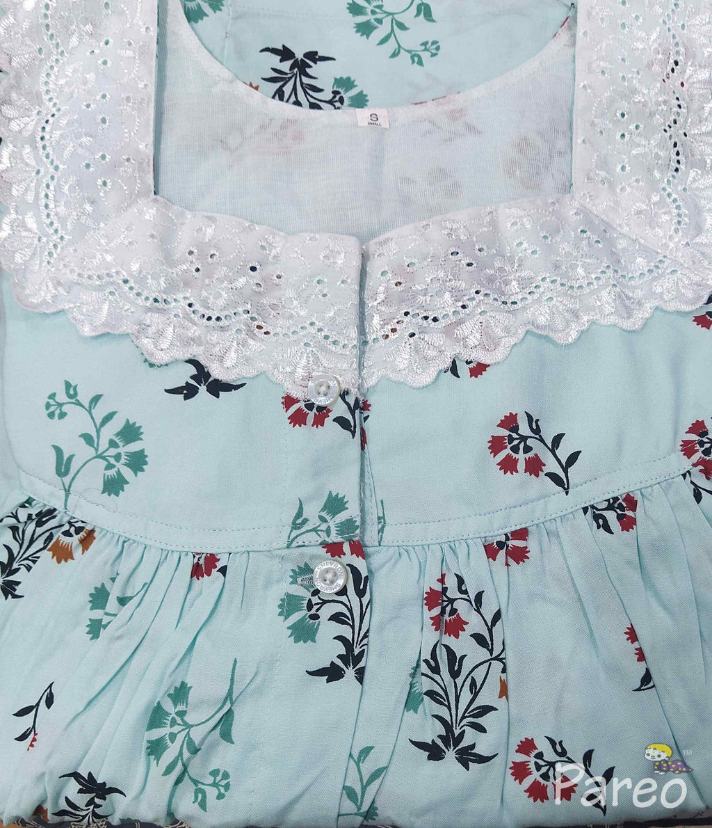 Rayon Full Open Small Printed Nighty