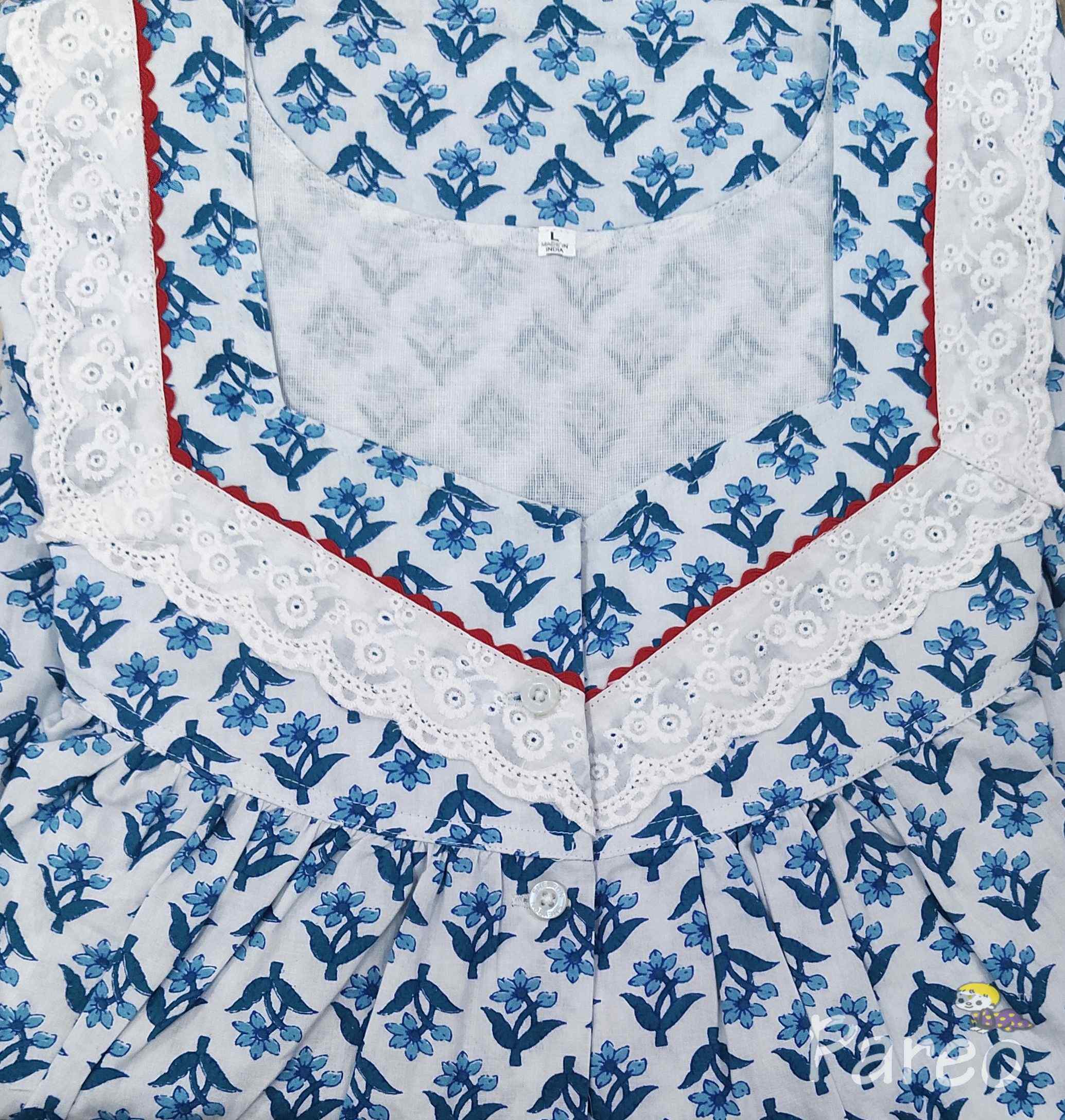 Cotton  Large Printed Nighty Half Open