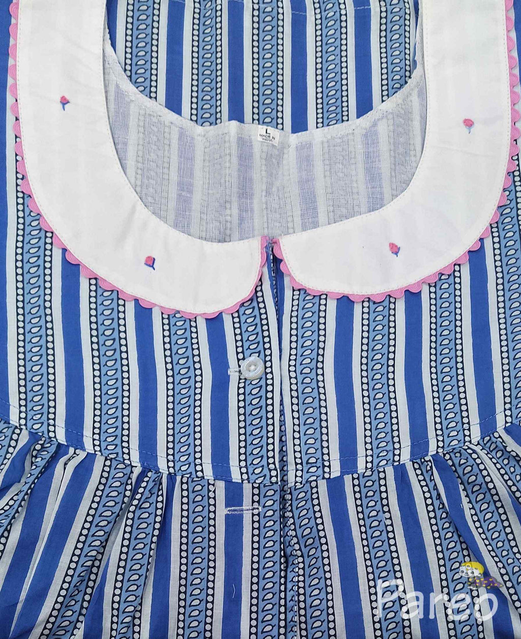 Cotton With Pockets, Half Open Large Printed Nighty