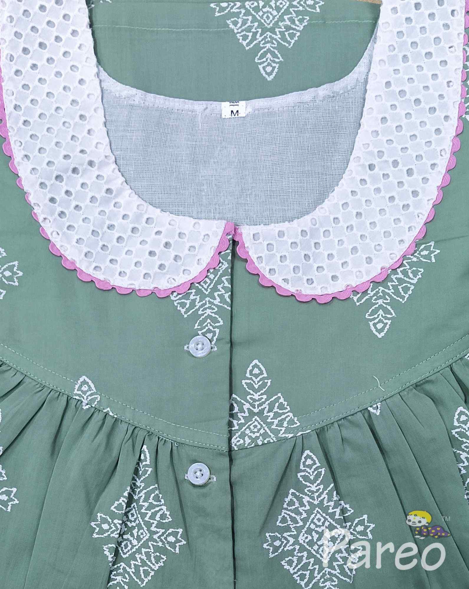 Soft Cotton With Pockets, Half Open Medium Printed Nighty