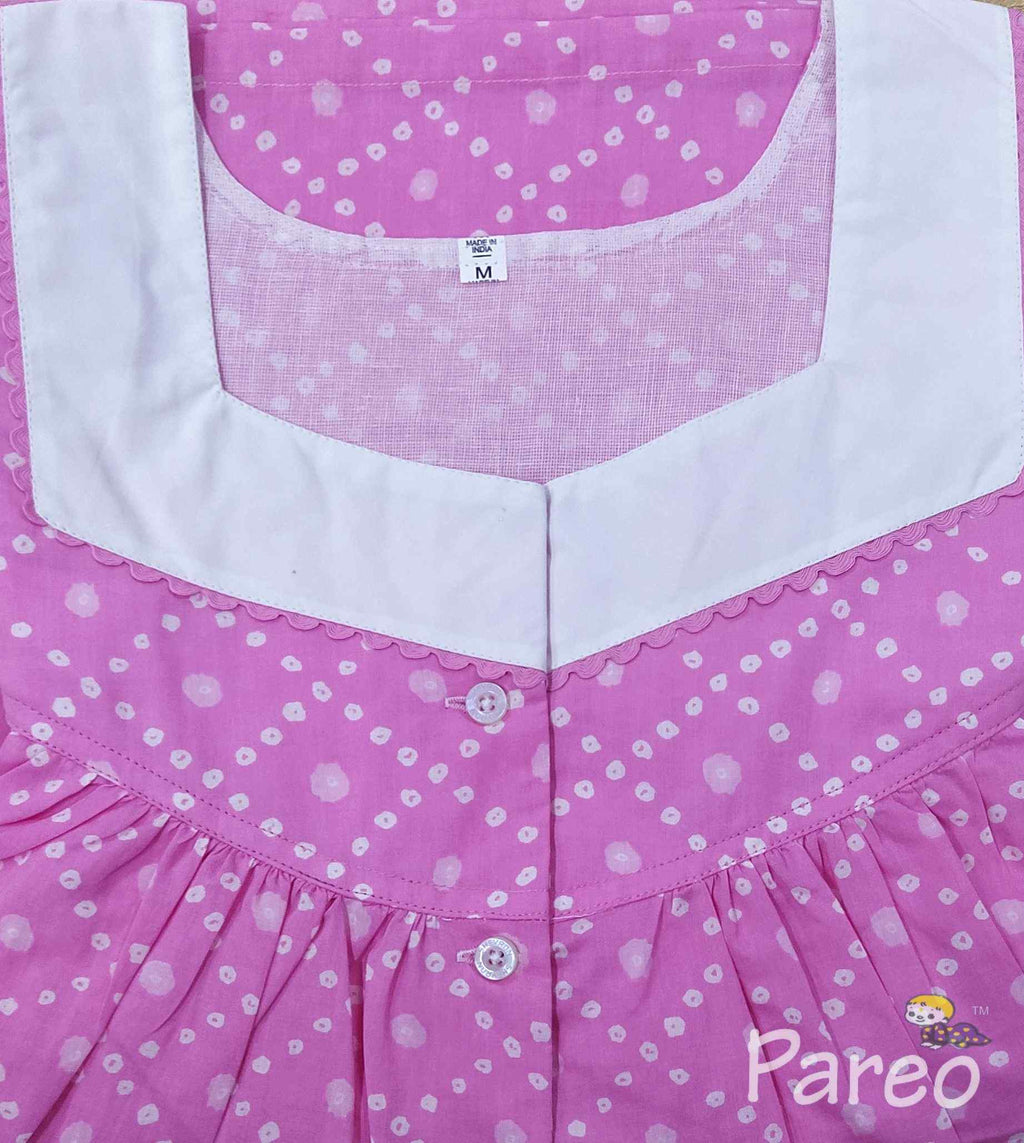 Cotton With Pockets, Half Open Medium Printed Nighty
