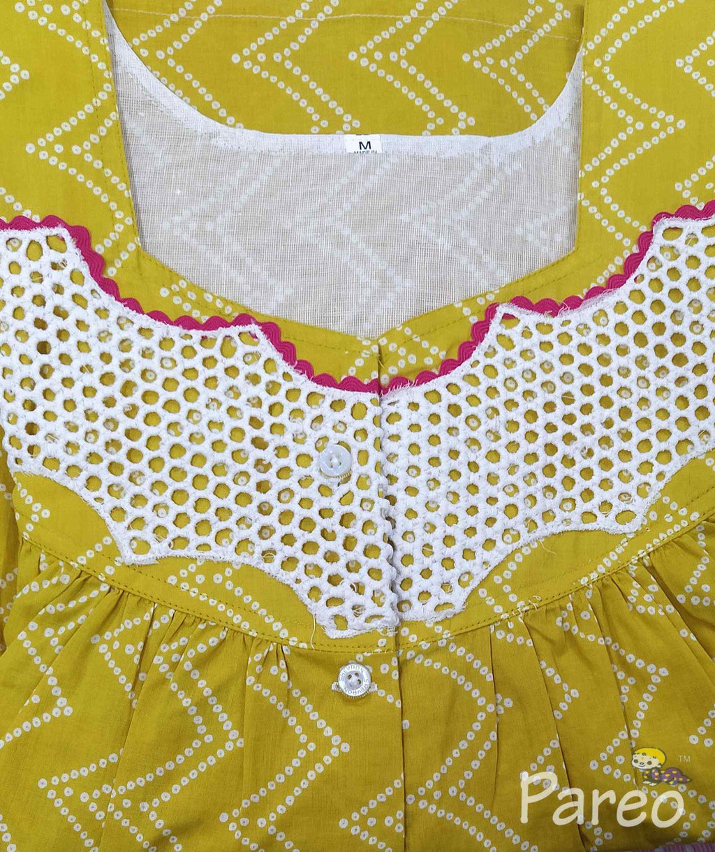 Cotton With Pockets, Half Open Medium Printed Nighty