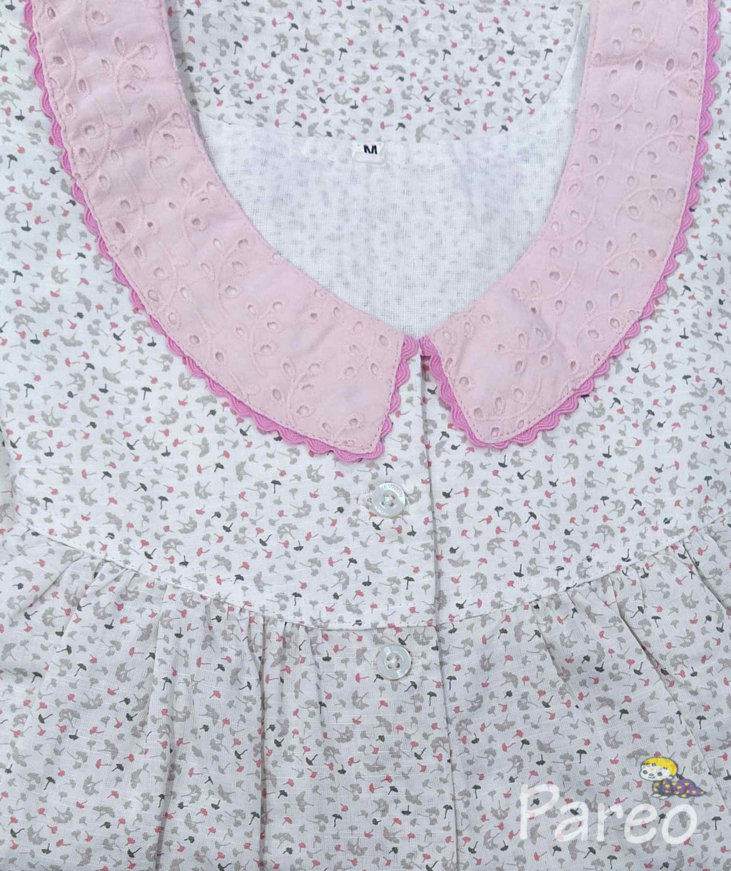 Cotton With Pockets, Half Open Medium Printed Nighty