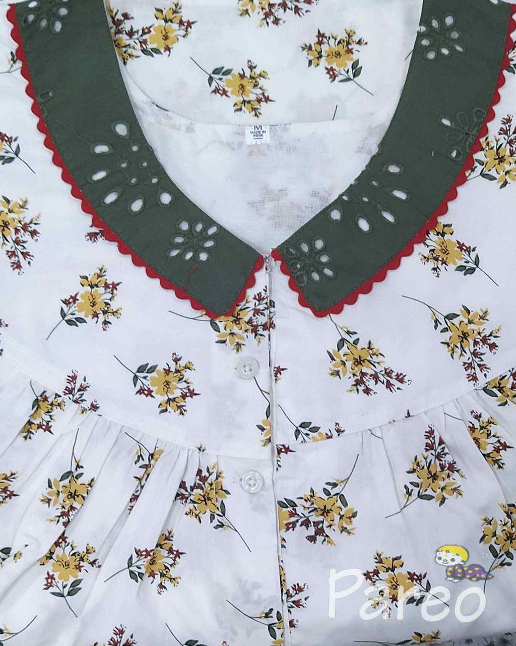 Rayon With Pockets, Half Open Medium Printed Nighty