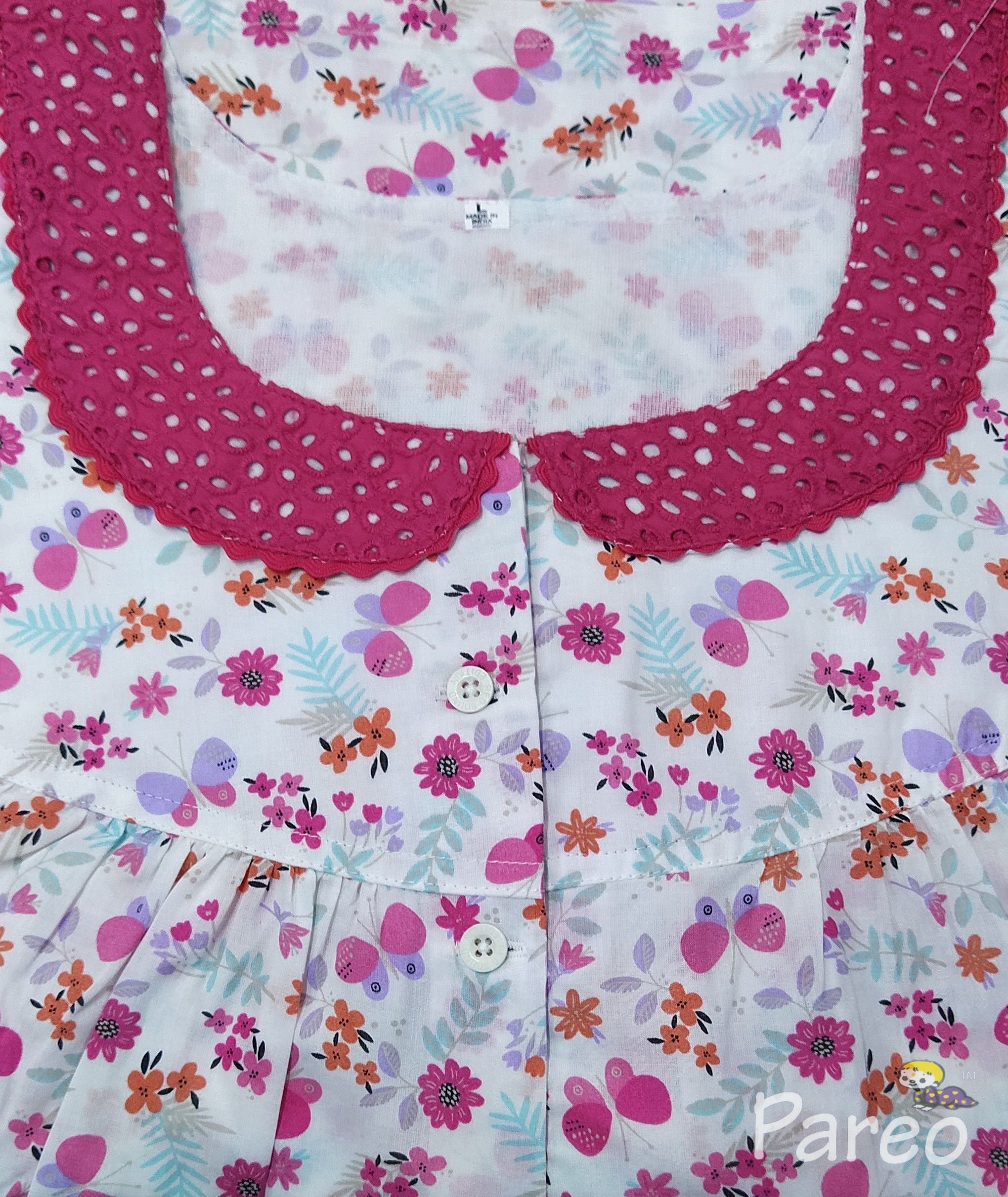 Soft Cotton With Pockets, Half Open Large Printed Nighty