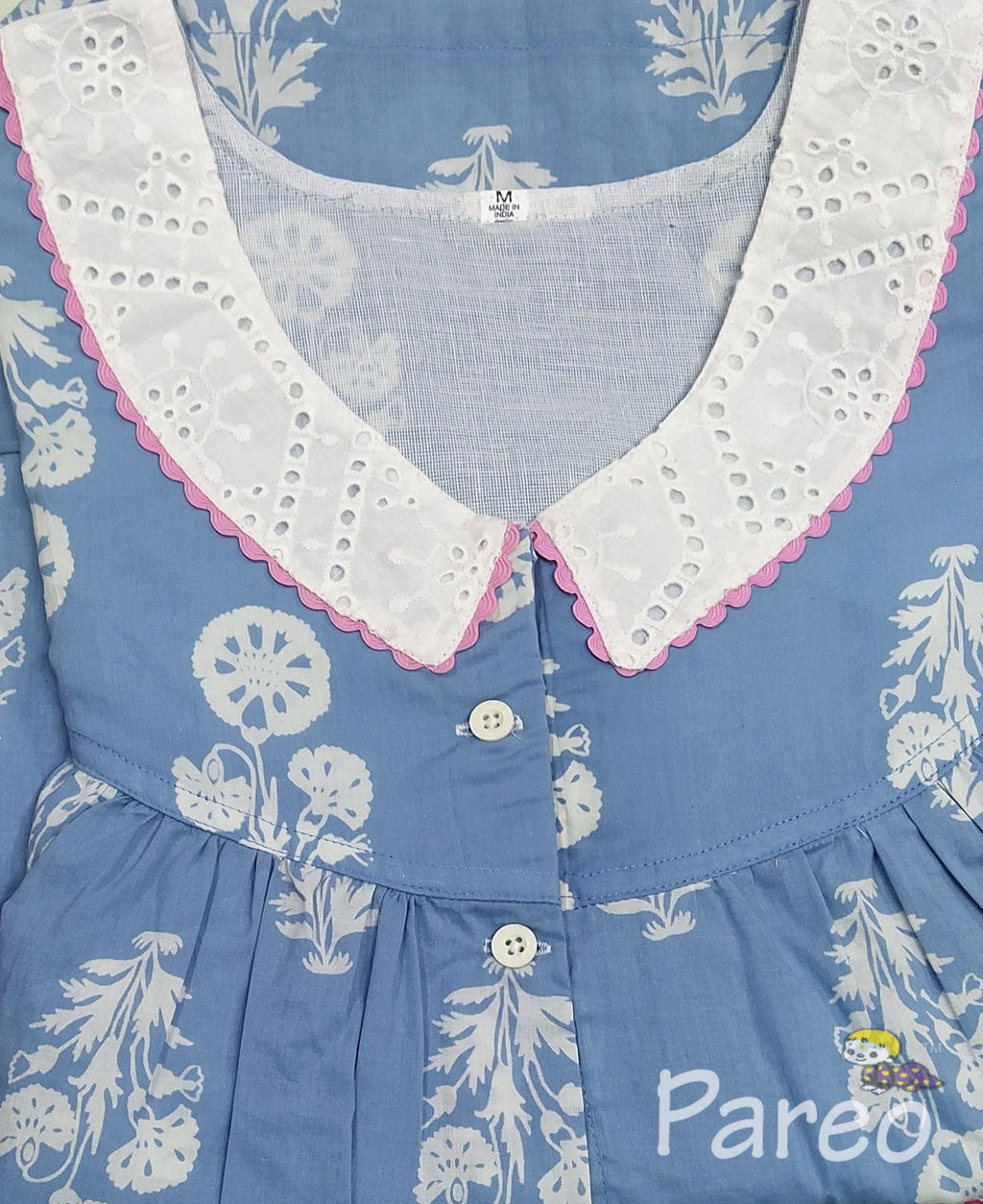 Cotton With Pockets, Half Open Medium Printed Nighty