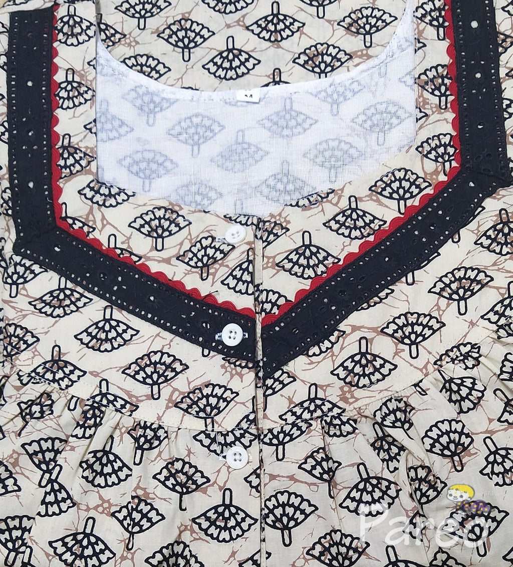 Cotton With Pockets, Half Open Medium Printed Nighty